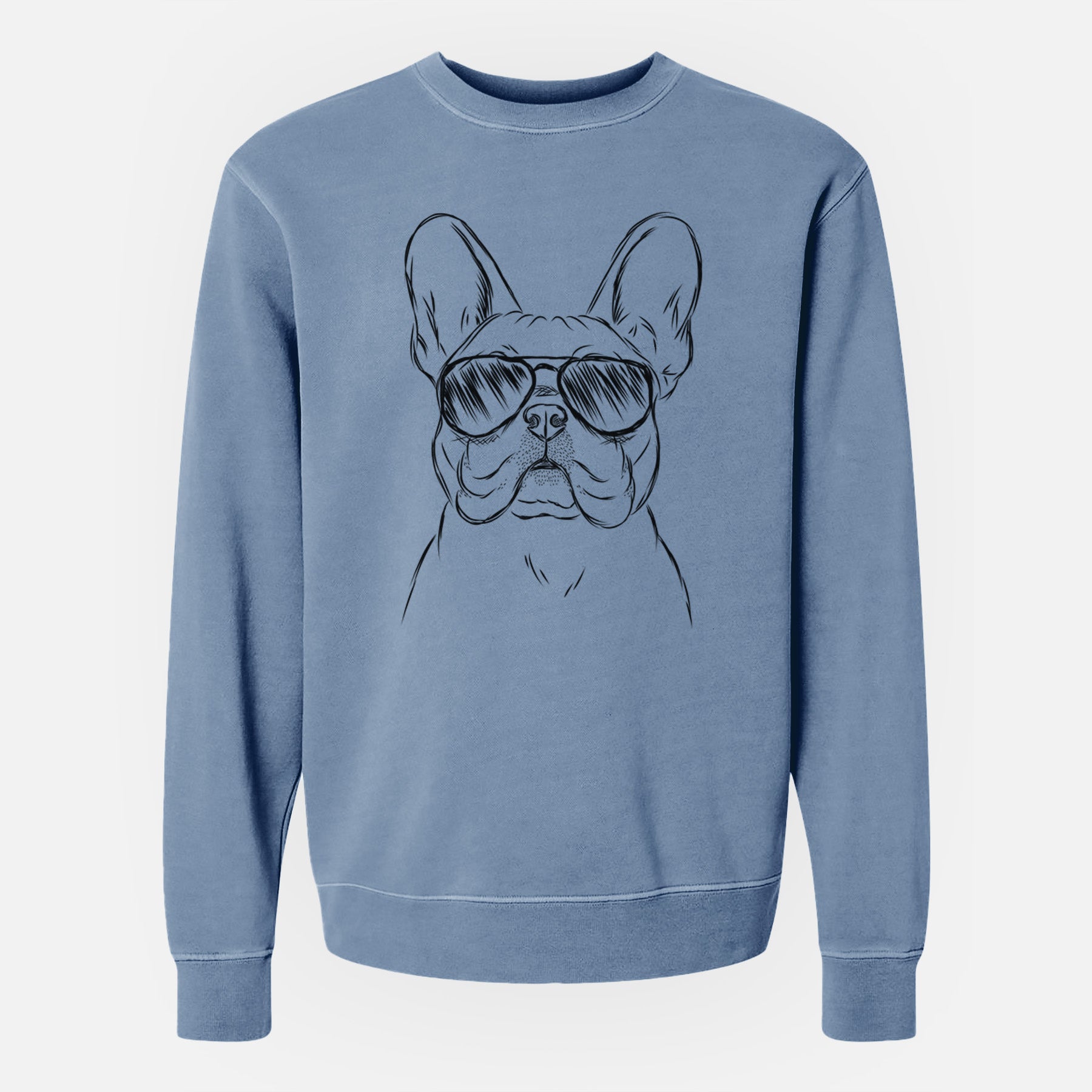 Aviator Franco the French Bulldog - Unisex Pigment Dyed Crew Sweatshirt