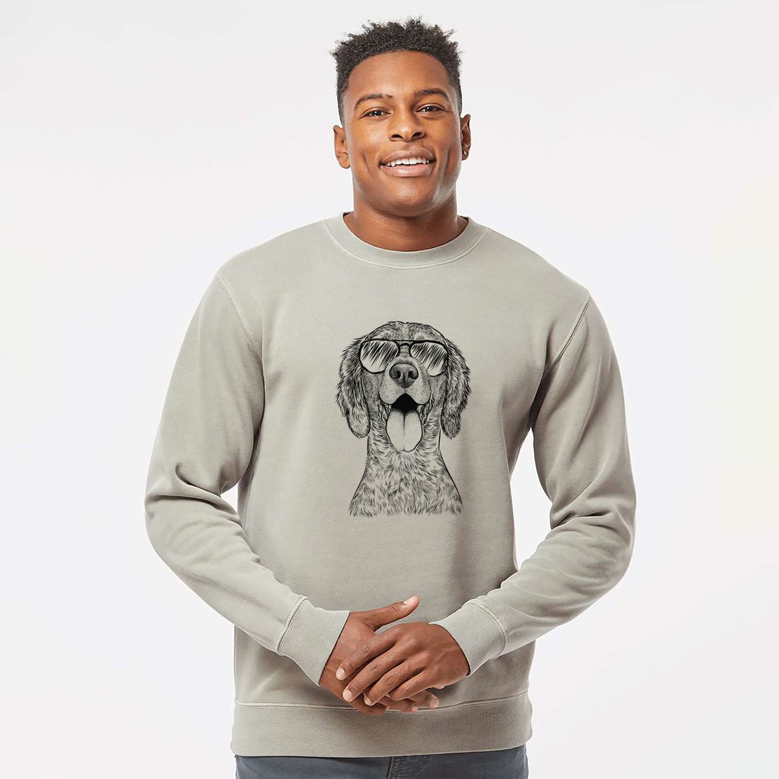 Aviator Freddy the English Setter - Unisex Pigment Dyed Crew Sweatshirt