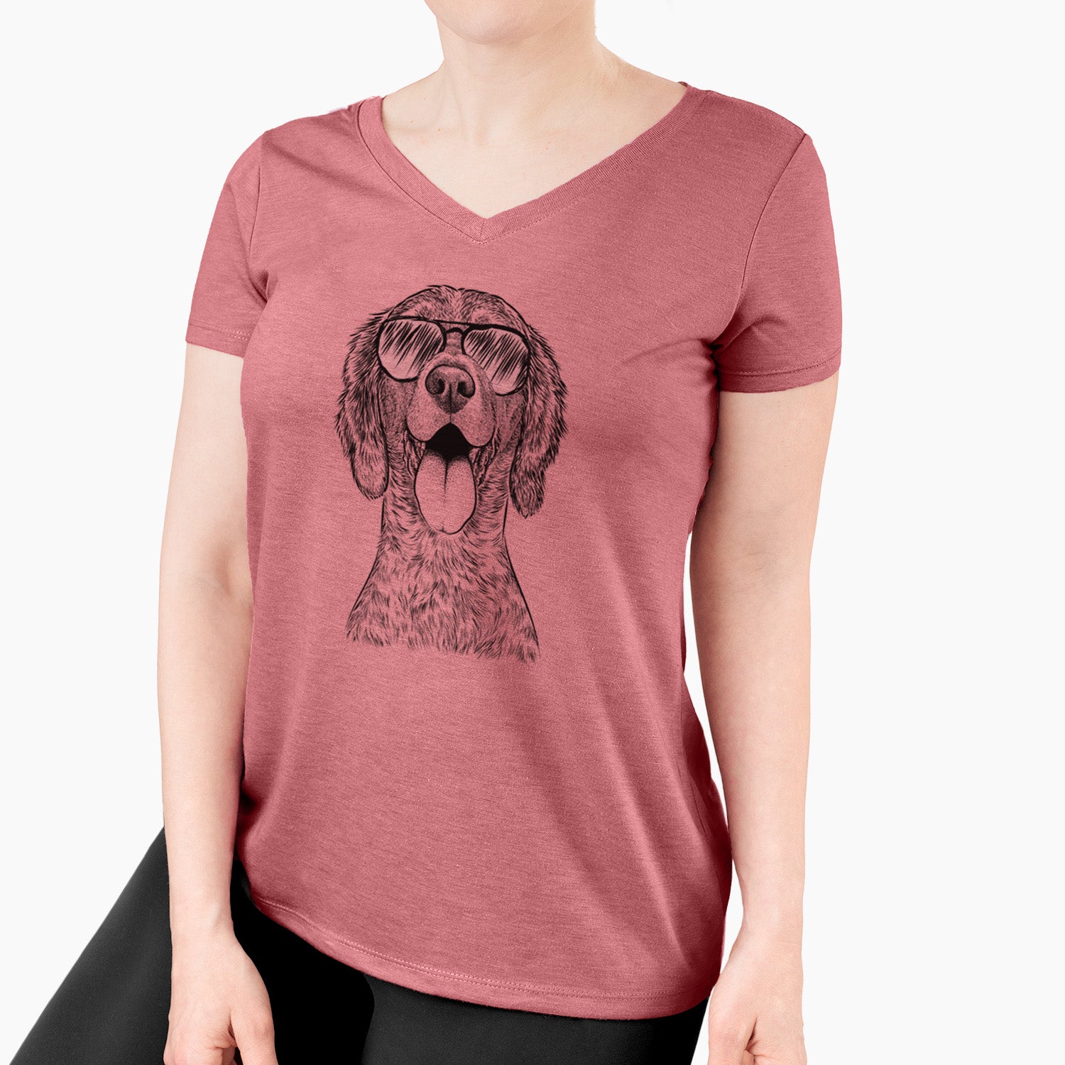 Aviator Freddy the English Setter - Women's V-neck Shirt