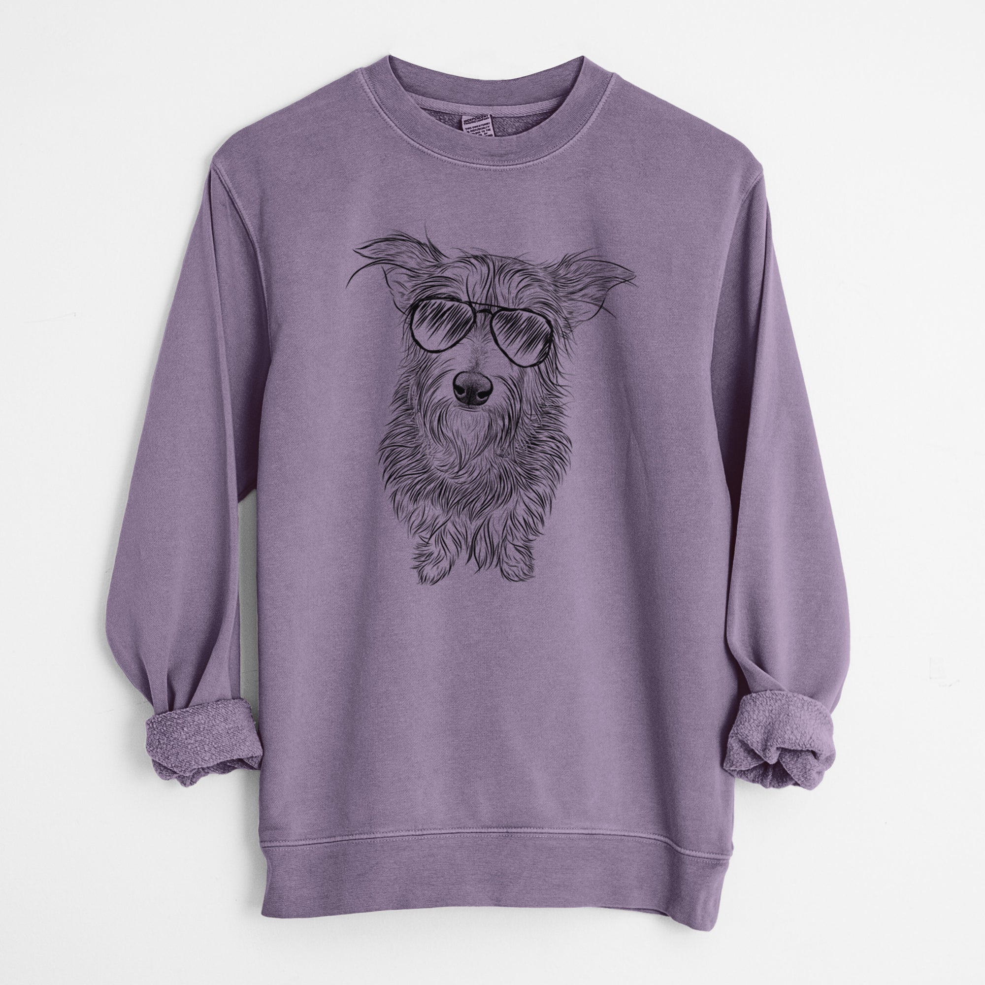 Aviator Frida Doggo the Rescue Terrier Mix - Unisex Pigment Dyed Crew Sweatshirt