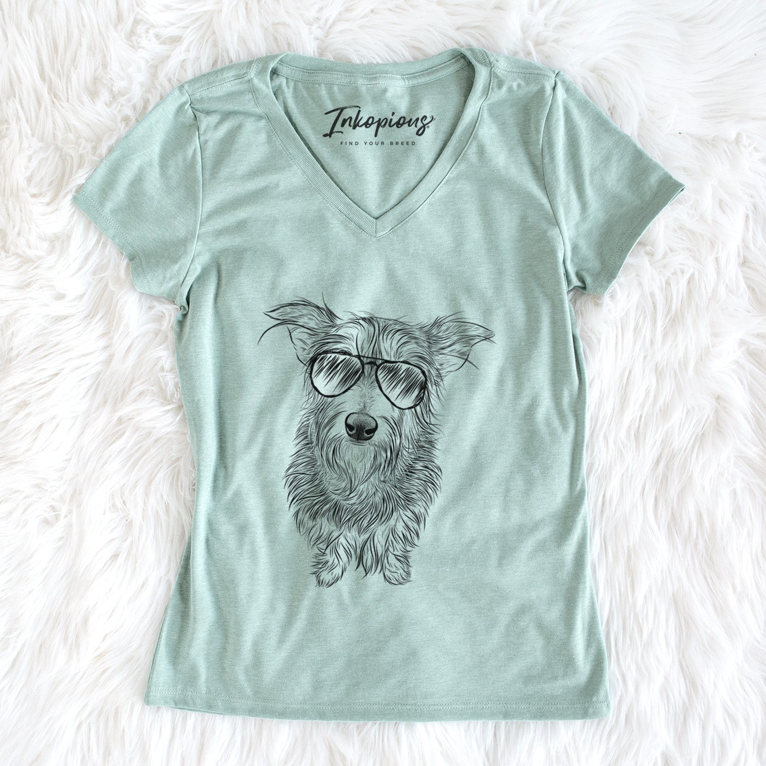 Aviator Frida Doggo the Rescue Terrier Mix - Women's V-neck Shirt