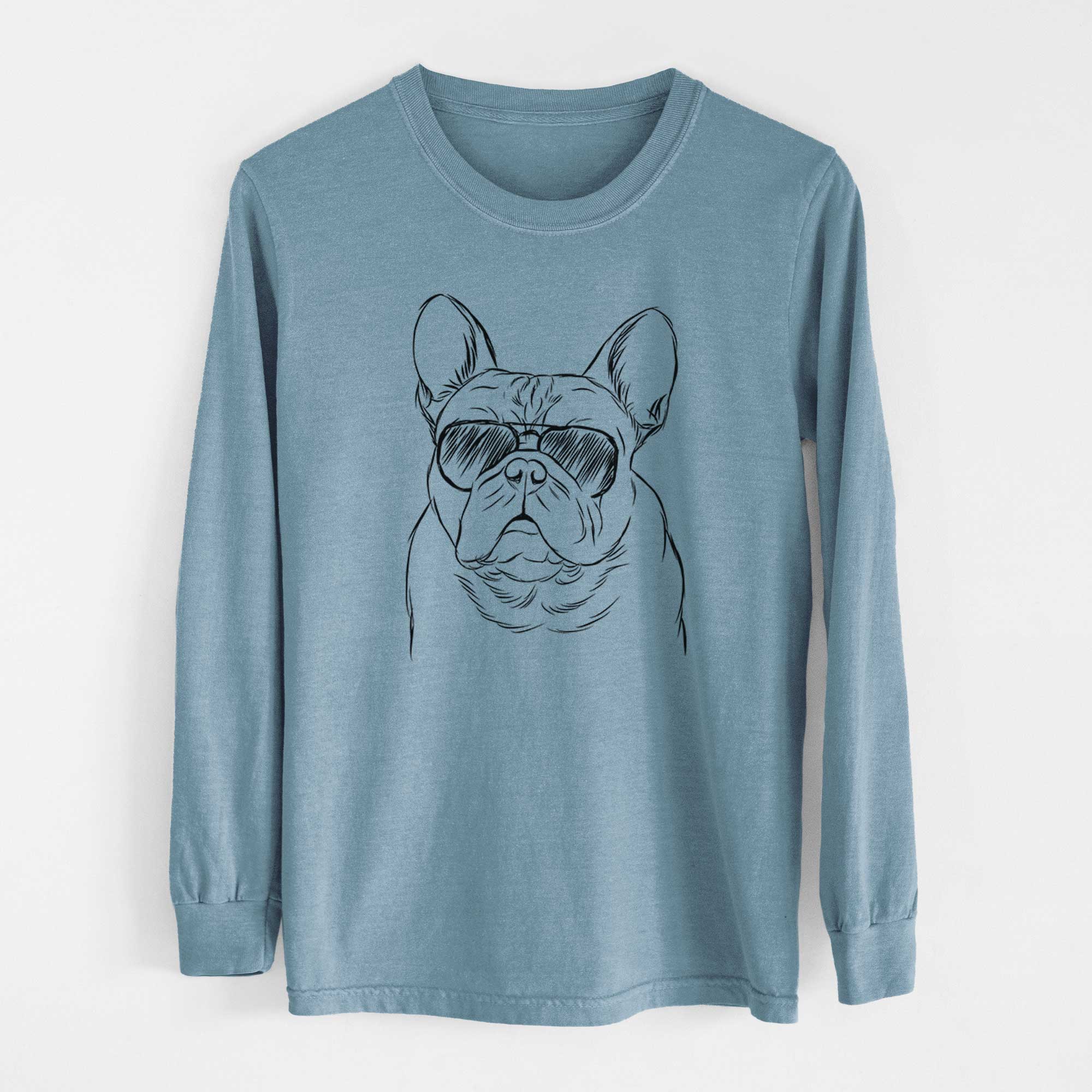 Aviator Fudge the French Bulldog - Men's Heavyweight 100% Cotton Long Sleeve