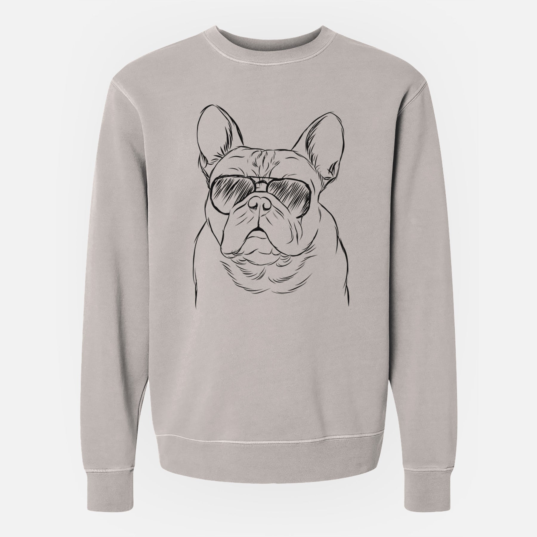 Aviator Fudge the French Bulldog - Unisex Pigment Dyed Crew Sweatshirt