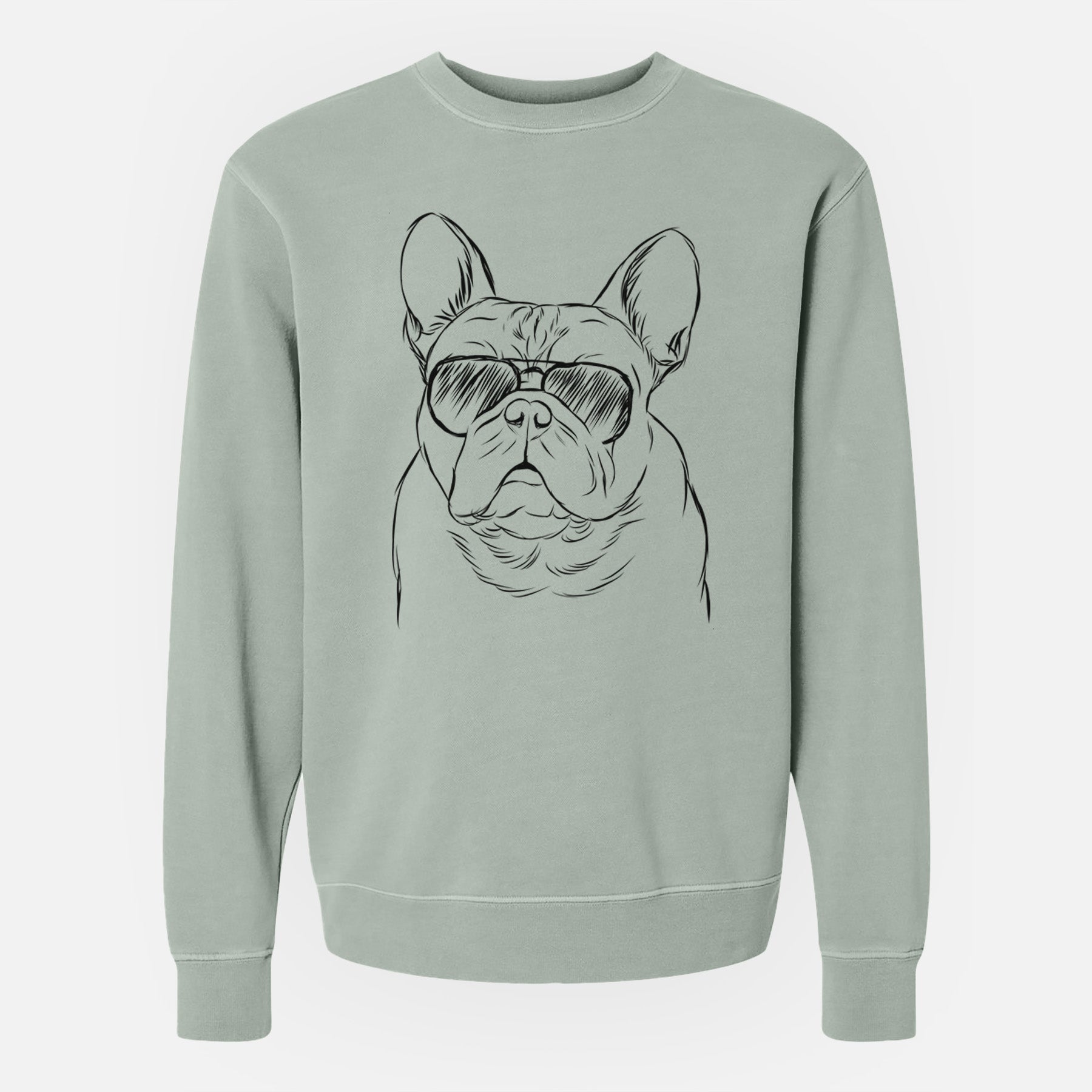 Aviator Fudge the French Bulldog - Unisex Pigment Dyed Crew Sweatshirt