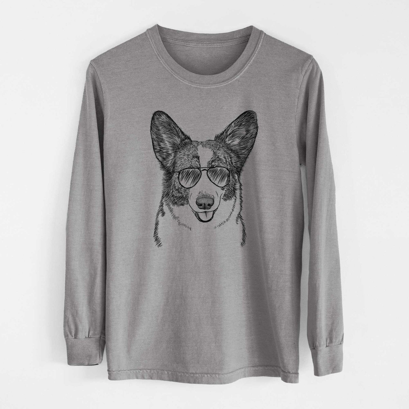 Aviator Gabby the Cardigan Welsh Corgi - Men's Heavyweight 100% Cotton Long Sleeve