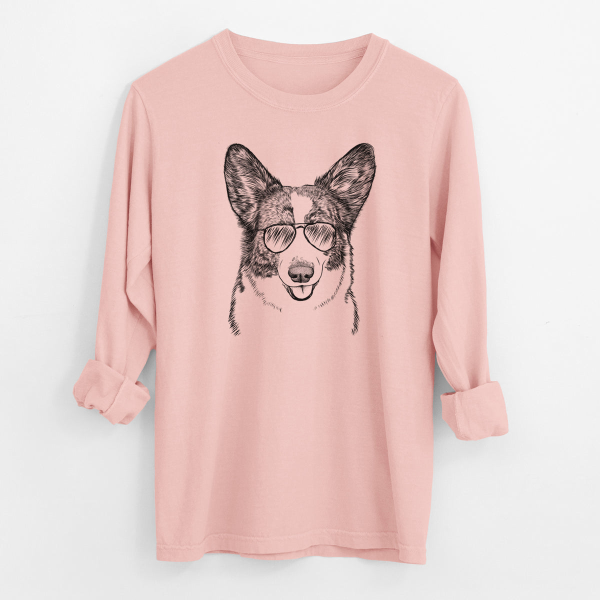 Aviator Gabby the Cardigan Welsh Corgi - Men's Heavyweight 100% Cotton Long Sleeve