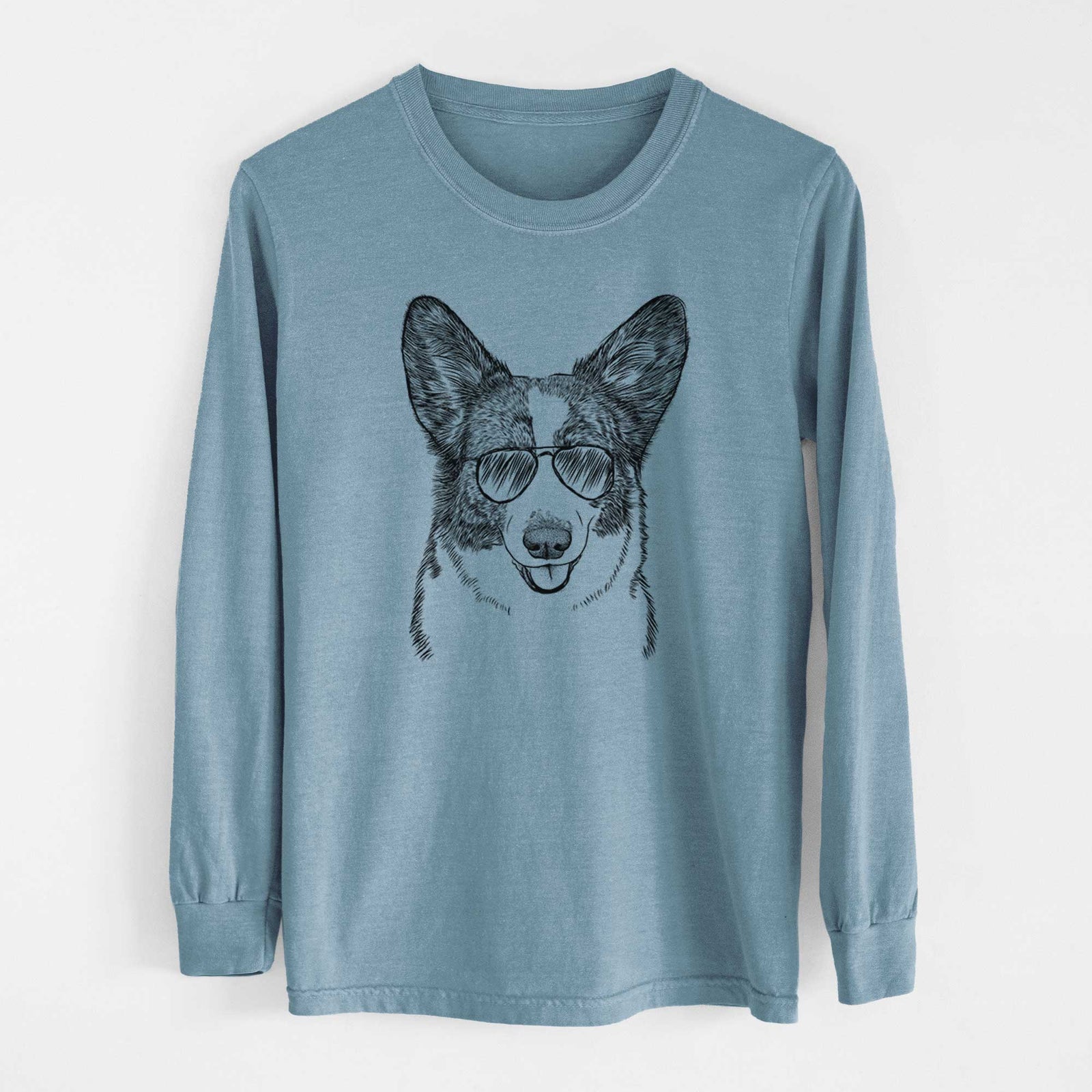 Aviator Gabby the Cardigan Welsh Corgi - Men's Heavyweight 100% Cotton Long Sleeve