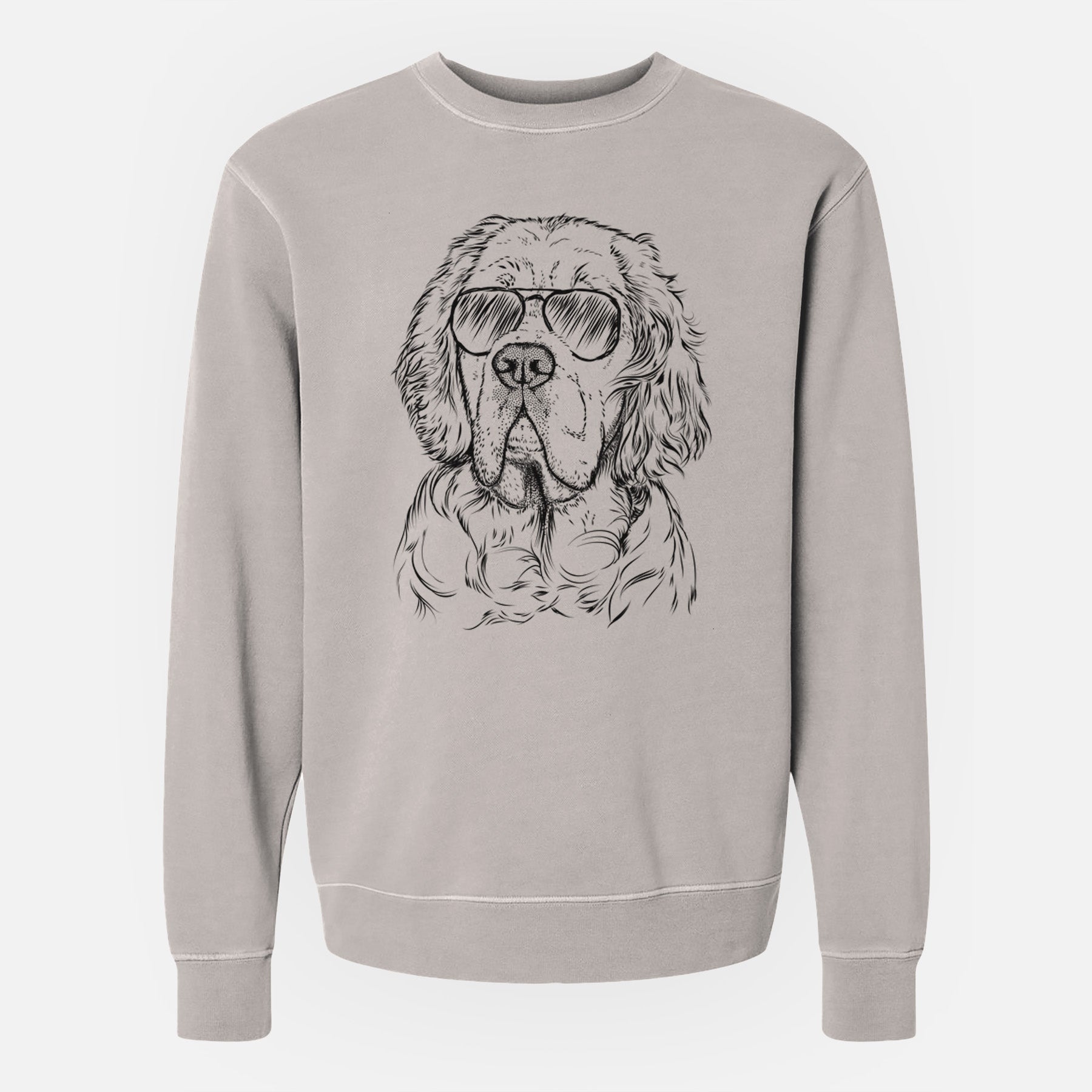 Aviator Gary the Clumber Spaniel - Unisex Pigment Dyed Crew Sweatshirt