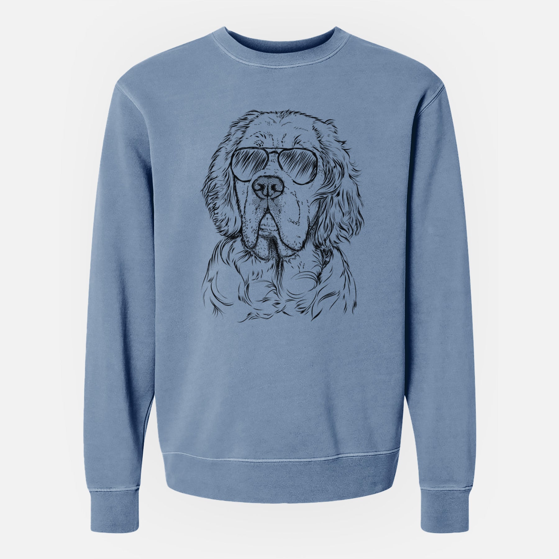 Aviator Gary the Clumber Spaniel - Unisex Pigment Dyed Crew Sweatshirt