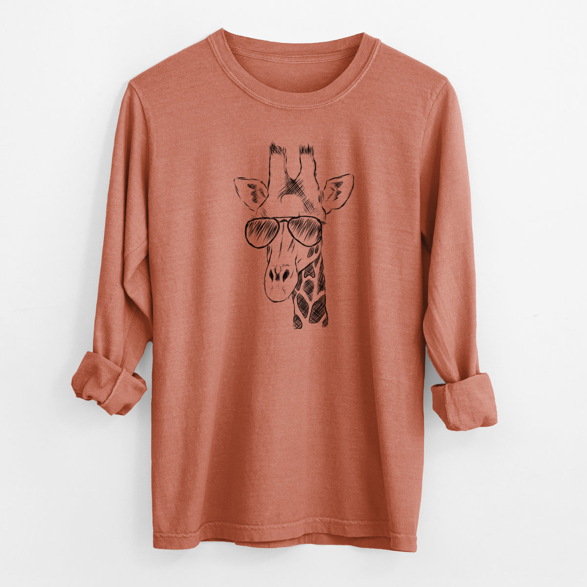 Aviator Geoffrey the Giraffe - Men's Heavyweight 100% Cotton Long Sleeve