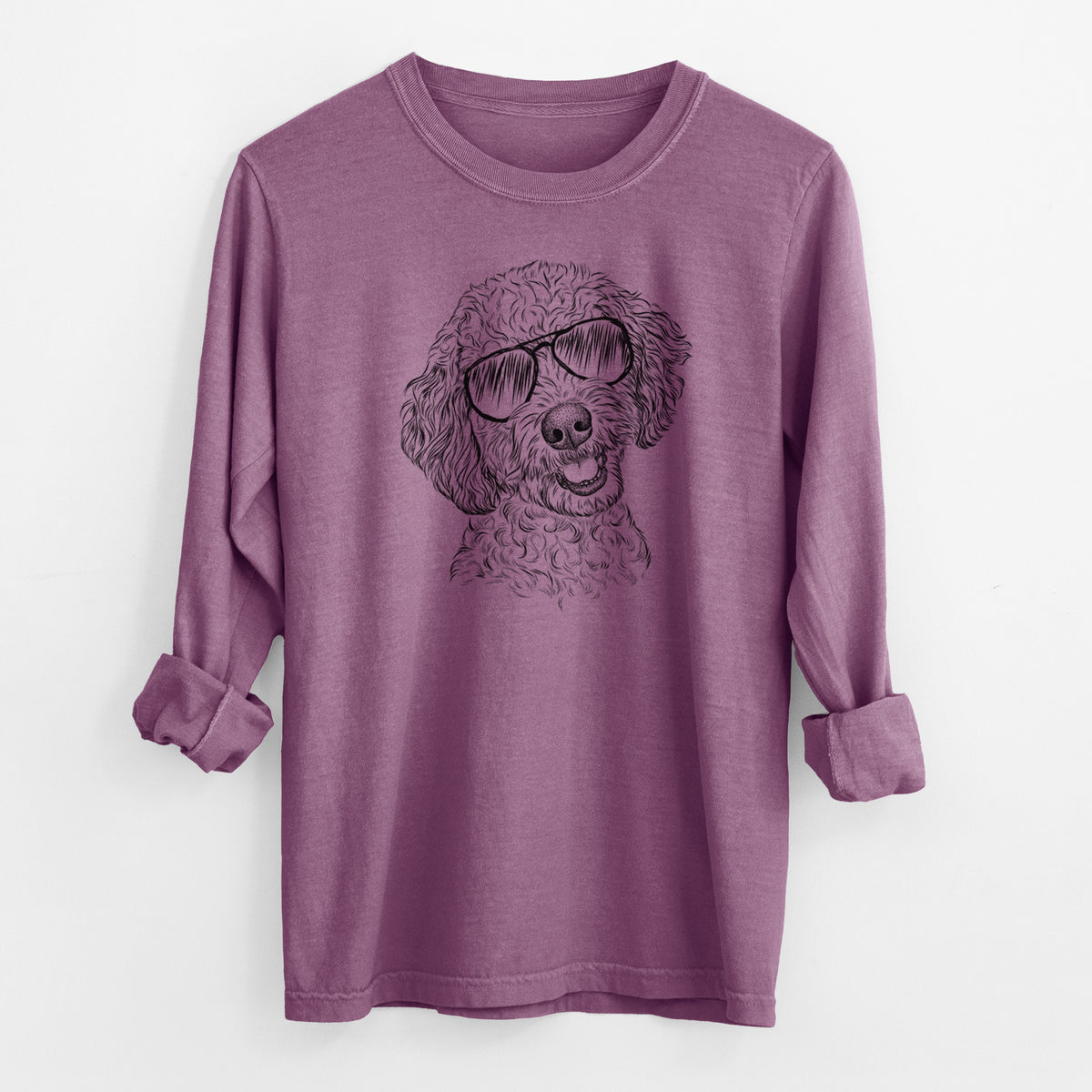 Aviator Gizmo the Goldendoodle - Men's Heavyweight 100% Cotton Long Sleeve