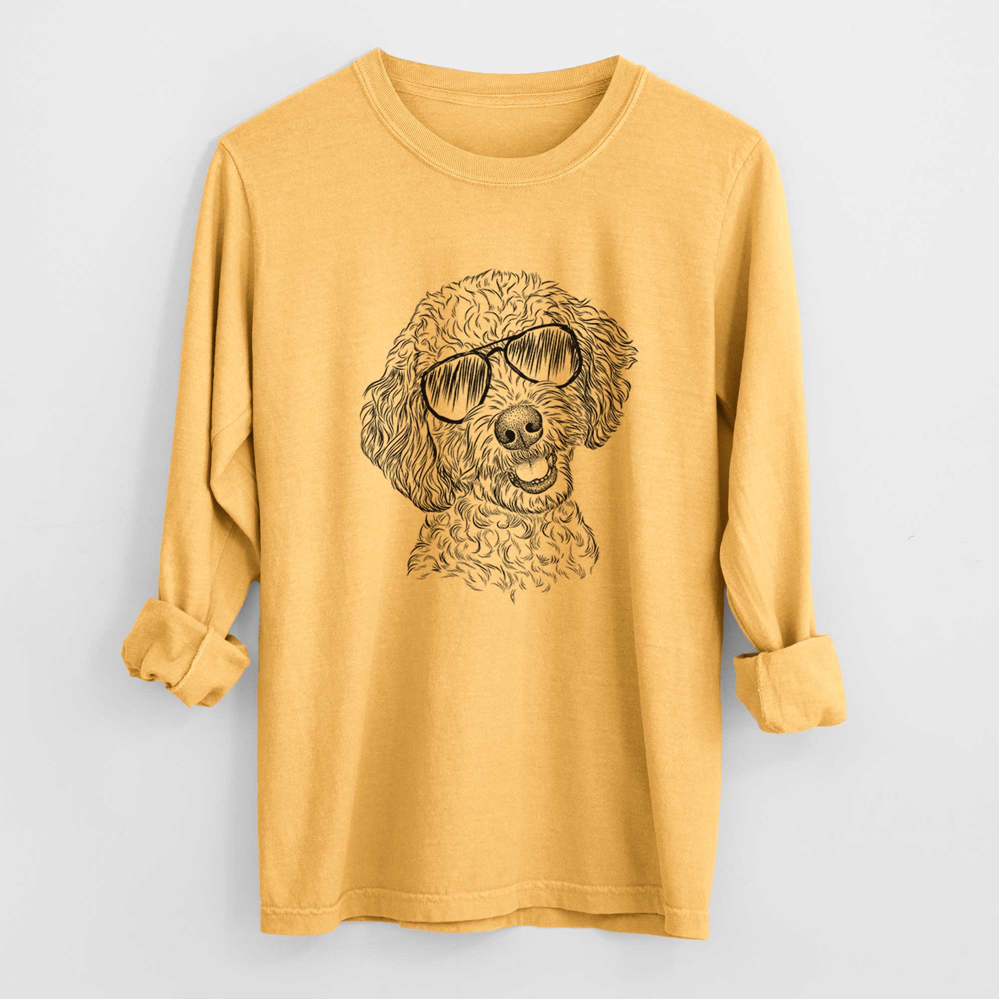 Aviator Gizmo the Goldendoodle - Men's Heavyweight 100% Cotton Long Sleeve