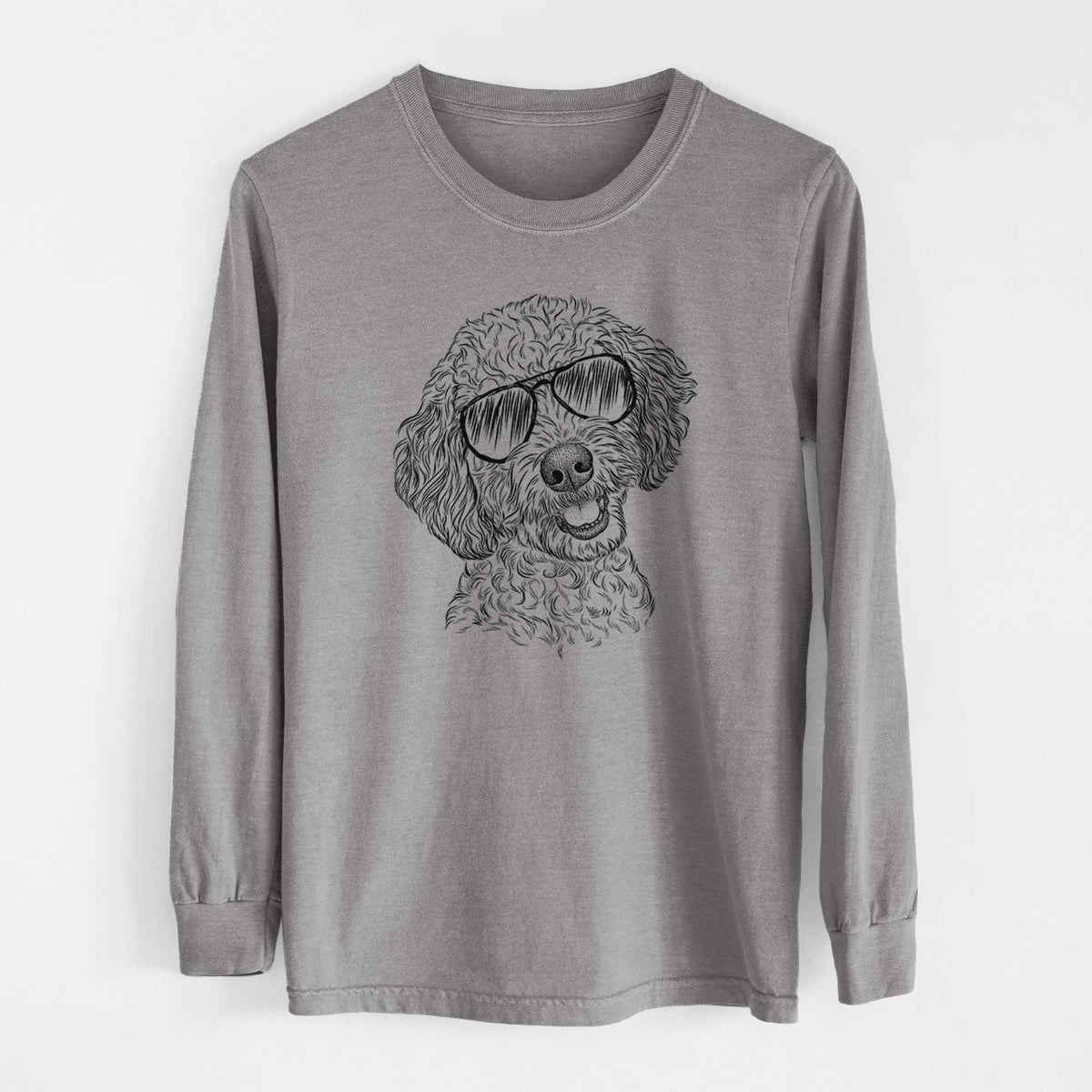 Aviator Gizmo the Goldendoodle - Men's Heavyweight 100% Cotton Long Sleeve