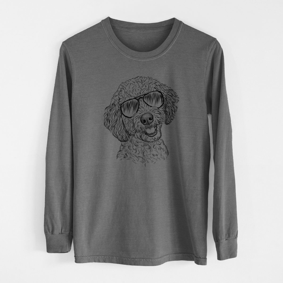 Aviator Gizmo the Goldendoodle - Men&#39;s Heavyweight 100% Cotton Long Sleeve