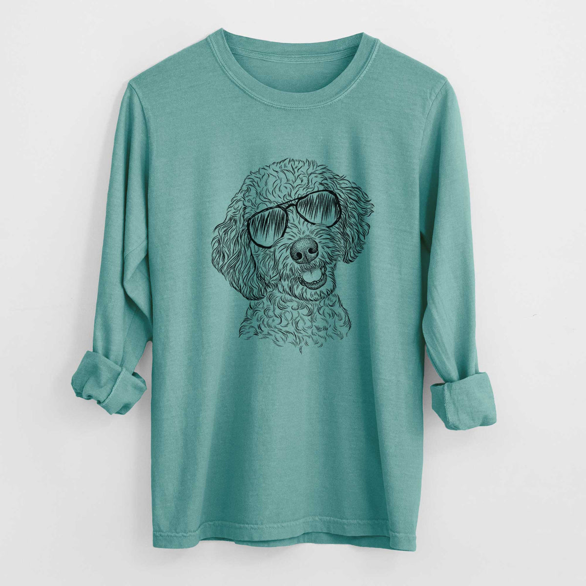 Aviator Gizmo the Goldendoodle - Men's Heavyweight 100% Cotton Long Sleeve