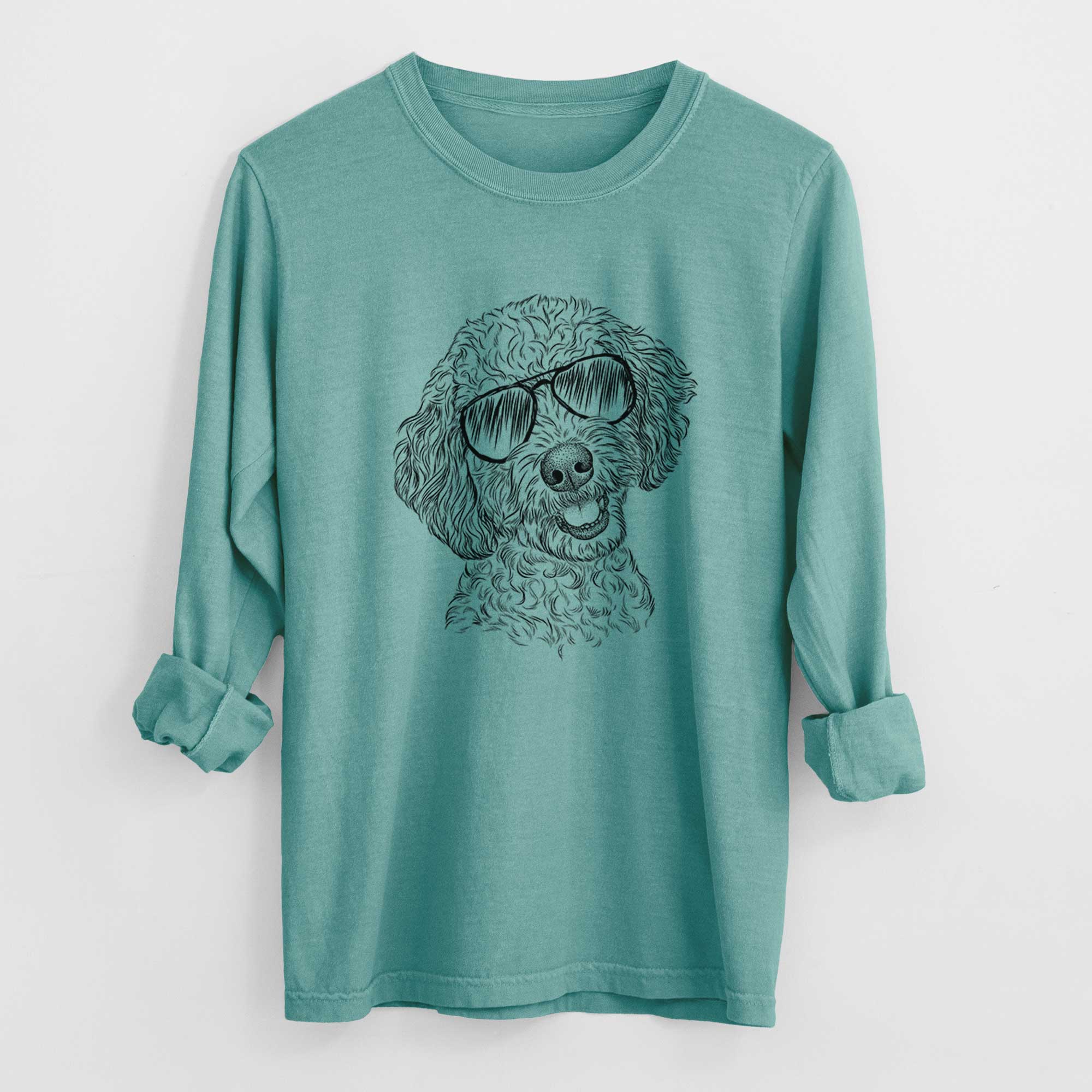 Aviator Gizmo the Goldendoodle - Men's Heavyweight 100% Cotton Long Sleeve