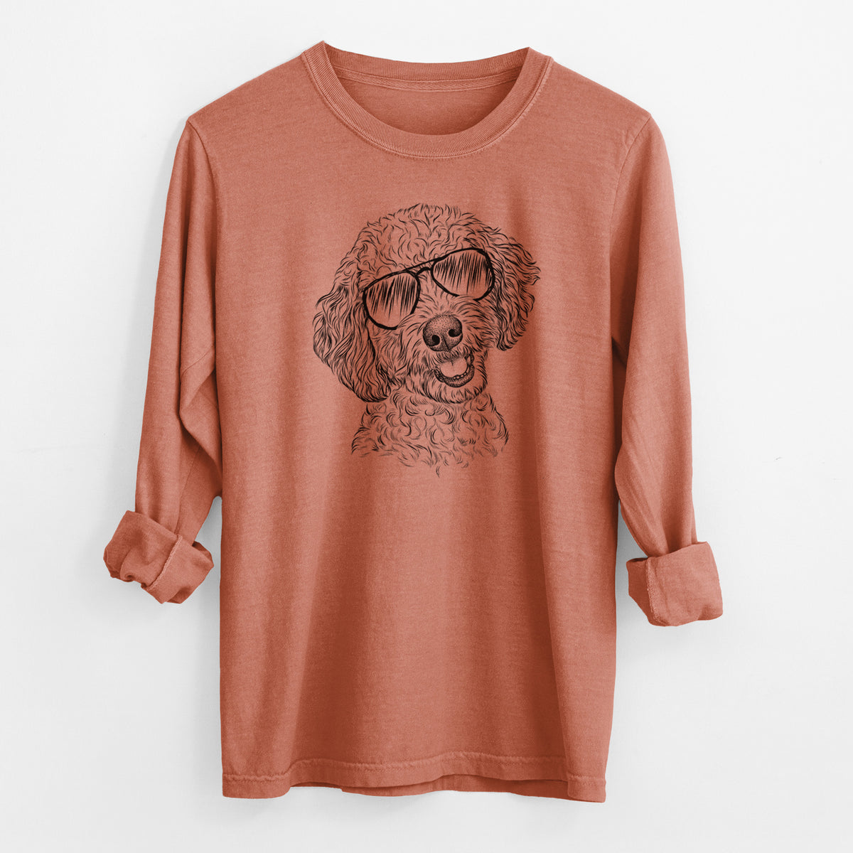 Aviator Gizmo the Goldendoodle - Men's Heavyweight 100% Cotton Long Sleeve