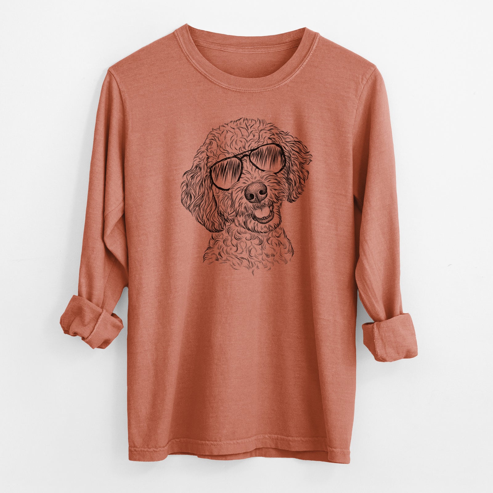 Aviator Gizmo the Goldendoodle - Men's Heavyweight 100% Cotton Long Sleeve