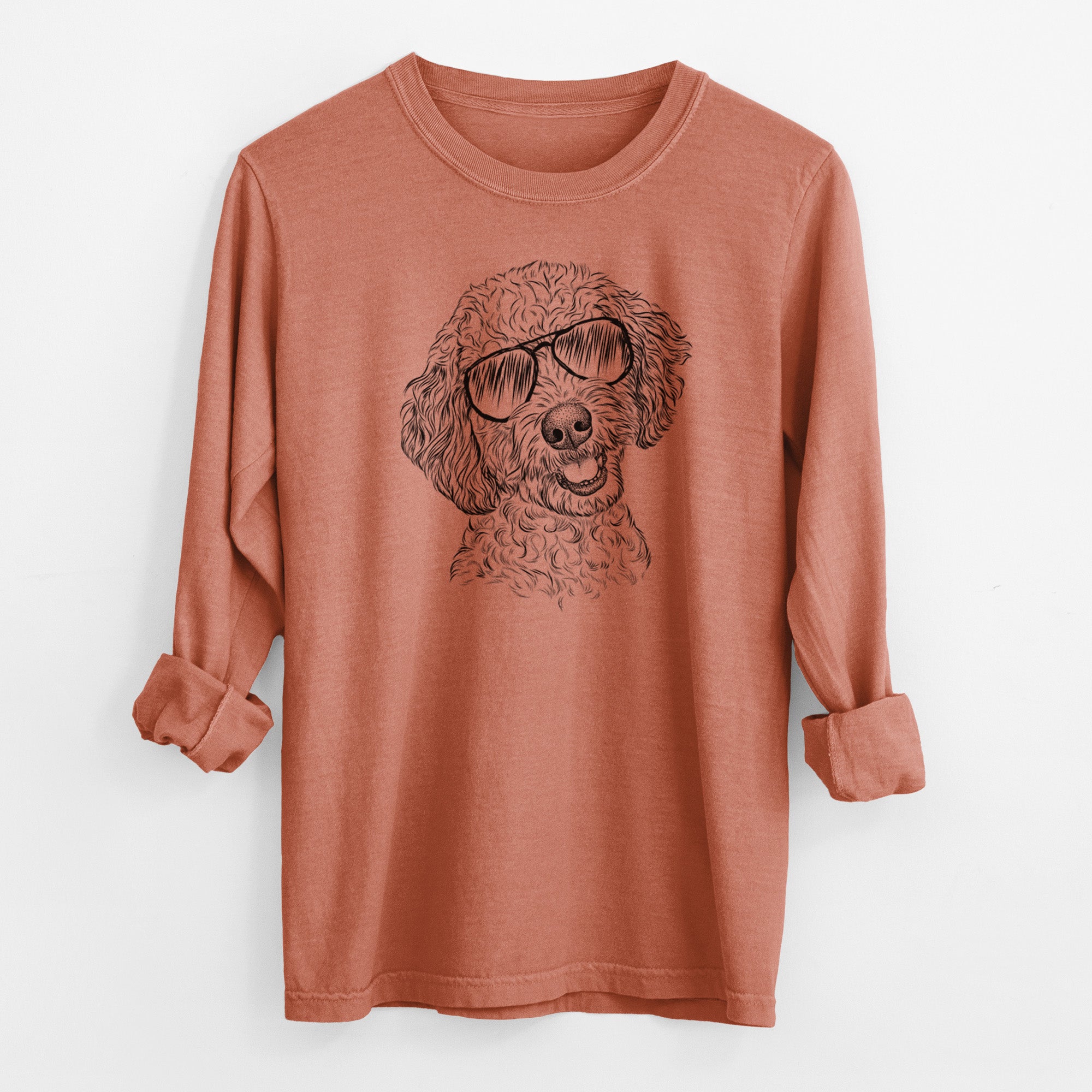 Aviator Gizmo the Goldendoodle - Men's Heavyweight 100% Cotton Long Sleeve