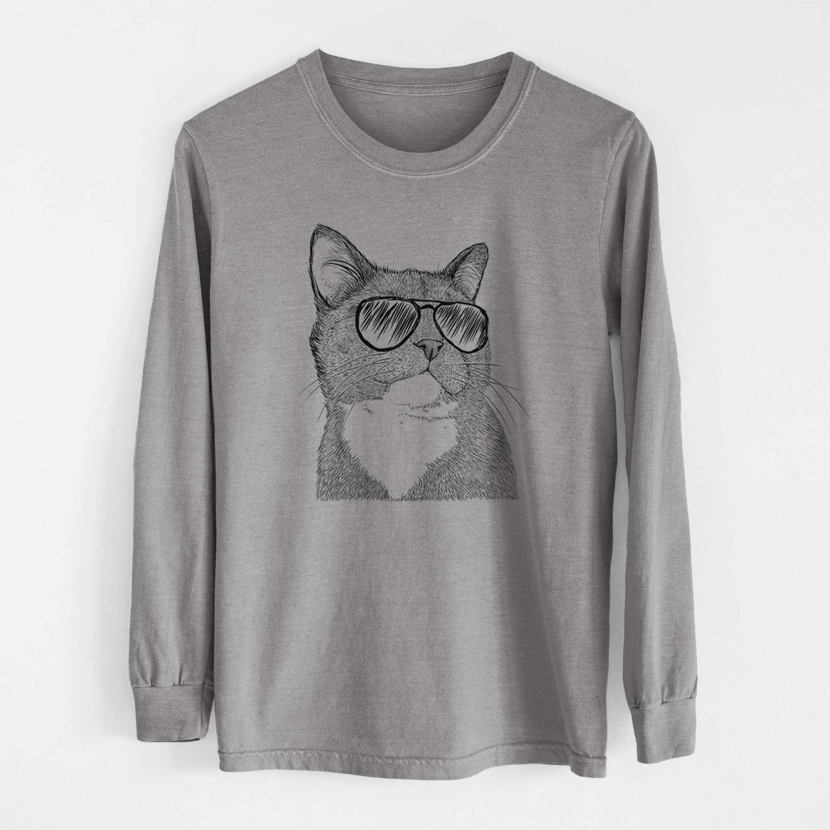 Aviator Gizmo the Grey Cat - Men's Heavyweight 100% Cotton Long Sleeve