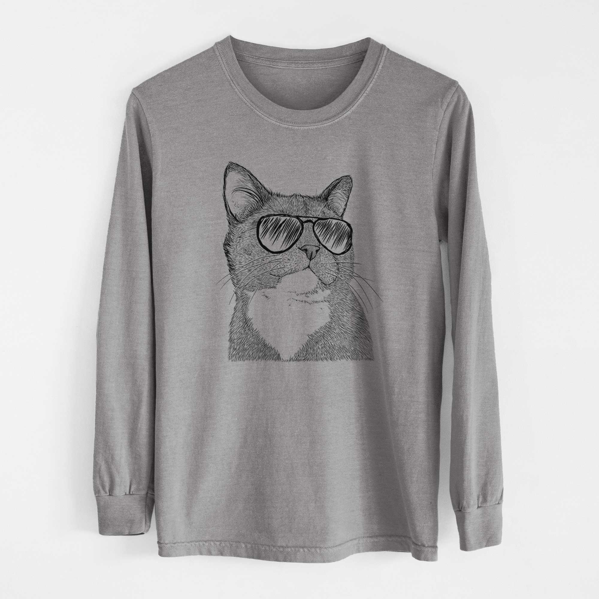 Aviator Gizmo the Grey Cat - Men's Heavyweight 100% Cotton Long Sleeve