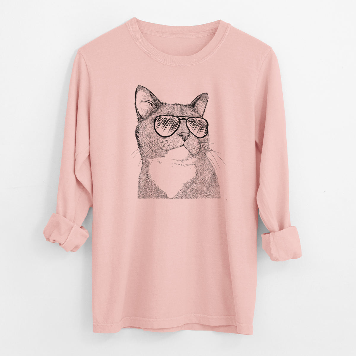 Aviator Gizmo the Grey Cat - Men's Heavyweight 100% Cotton Long Sleeve