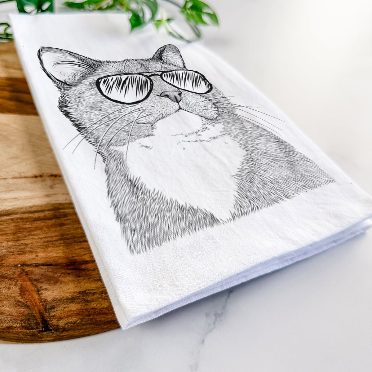 Gizmo the Grey Cat Tea Towel