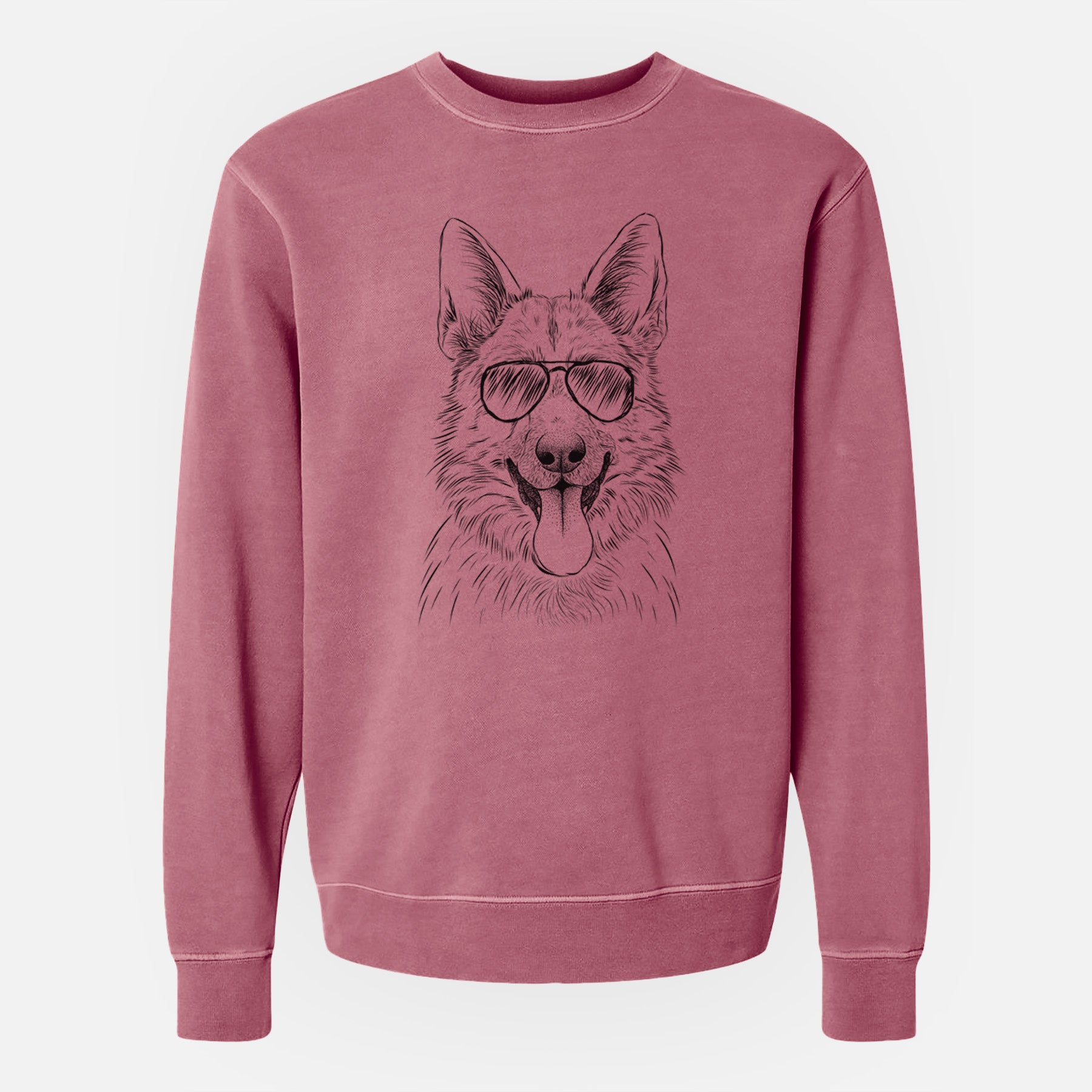 Aviator Grace the German Shepherd - Unisex Pigment Dyed Crew Sweatshirt