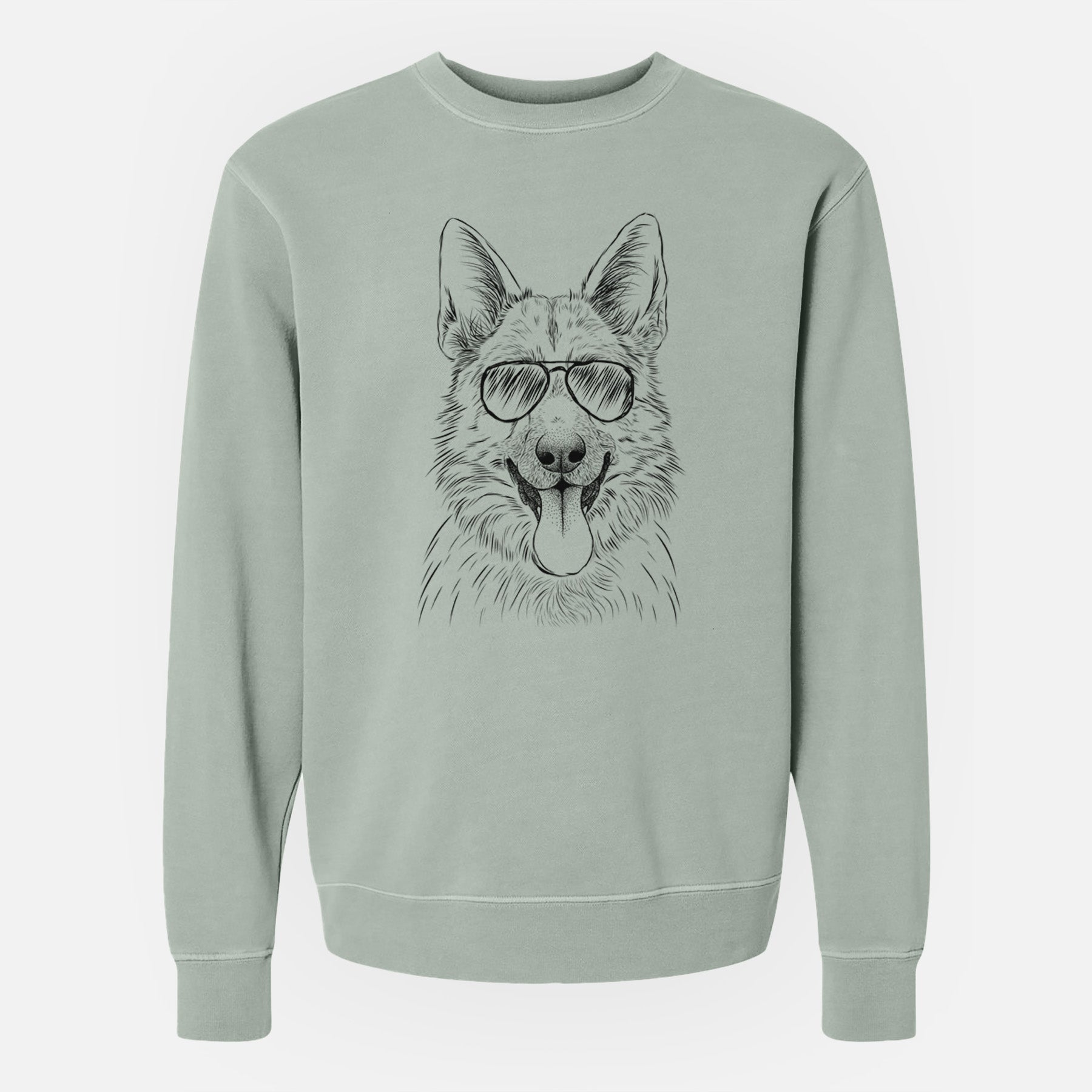 Aviator Grace the German Shepherd - Unisex Pigment Dyed Crew Sweatshirt