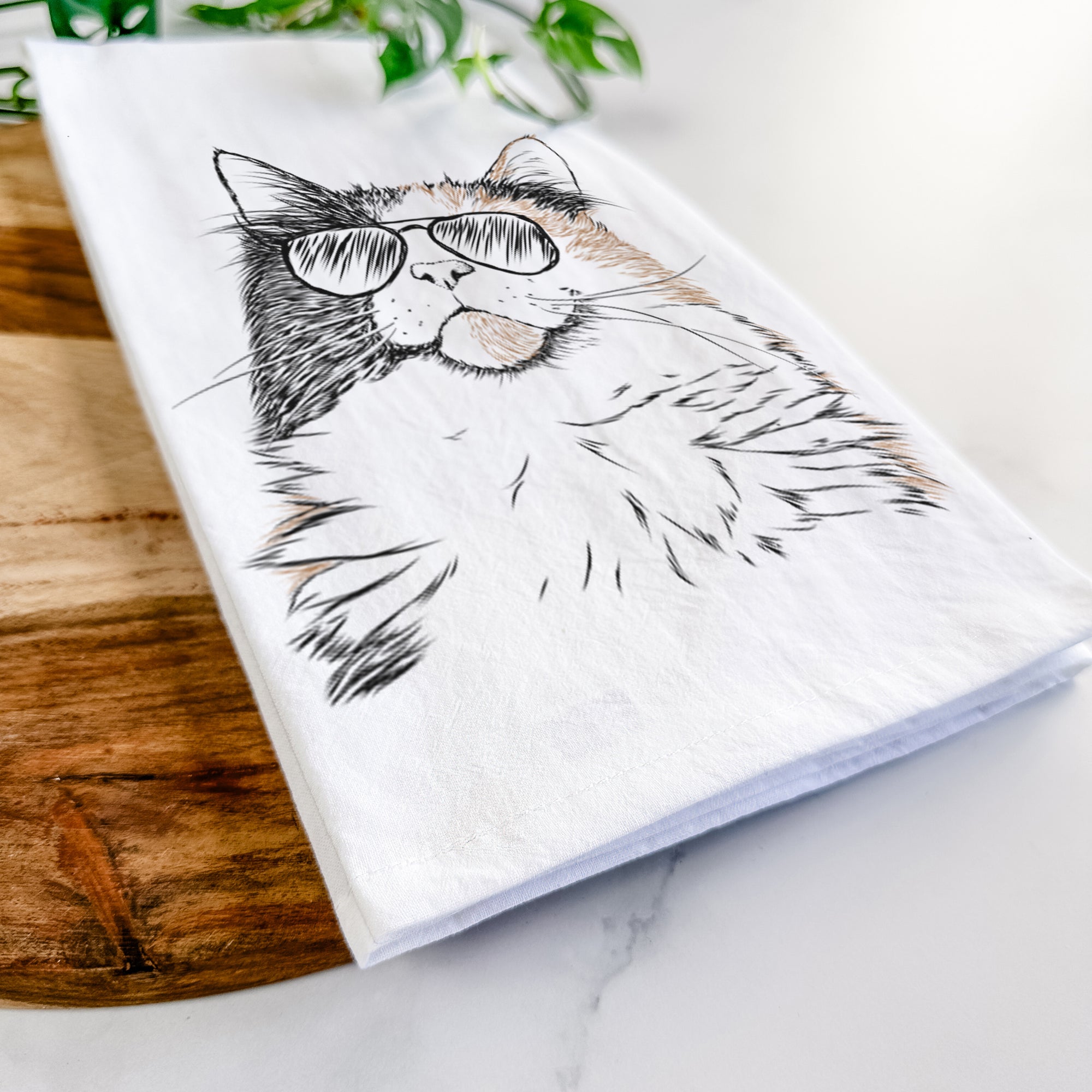 Greta the Calico Cat Tea Towel