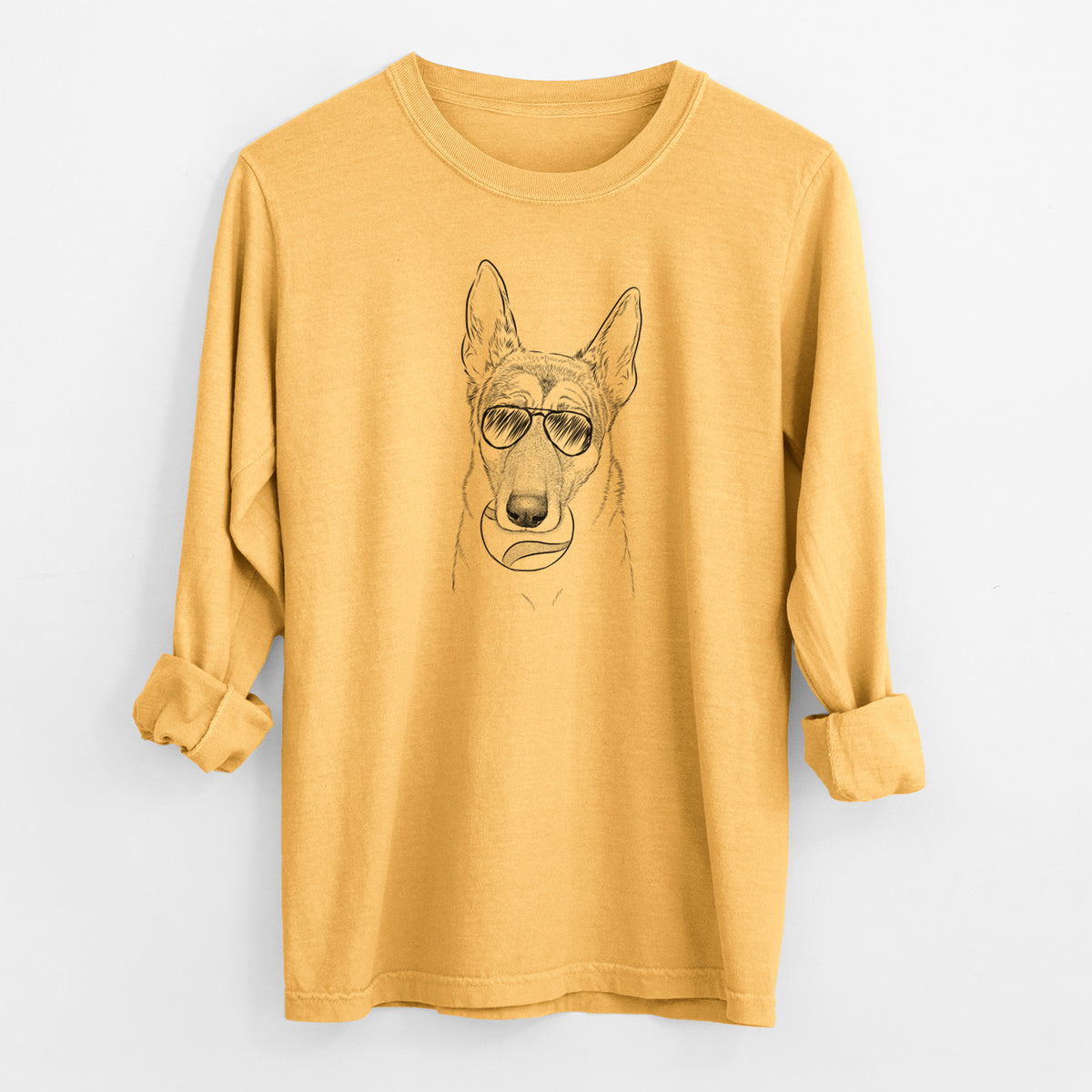 Aviator Greta the German Shepherd - Men's Heavyweight 100% Cotton Long Sleeve
