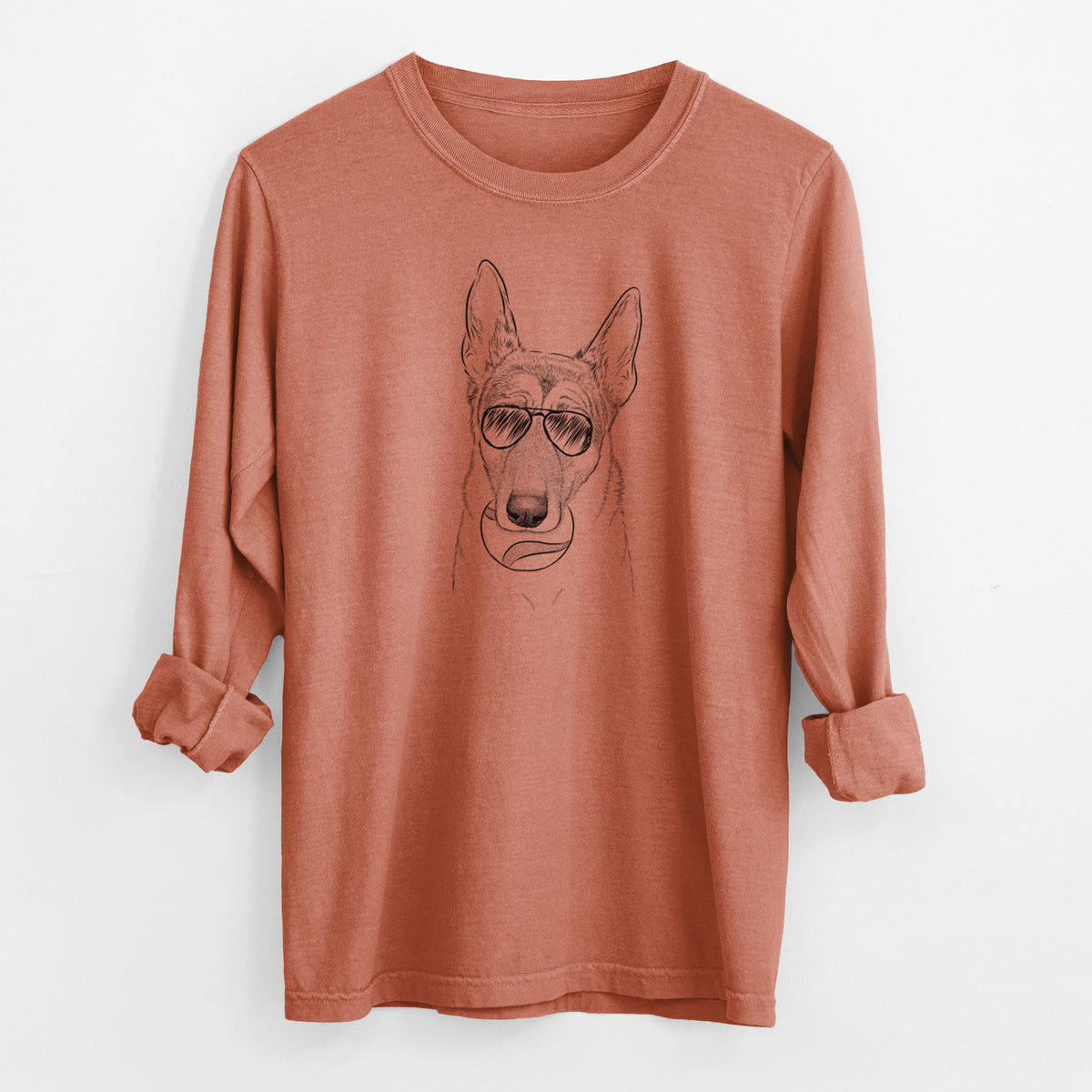 Aviator Greta the German Shepherd - Men's Heavyweight 100% Cotton Long Sleeve