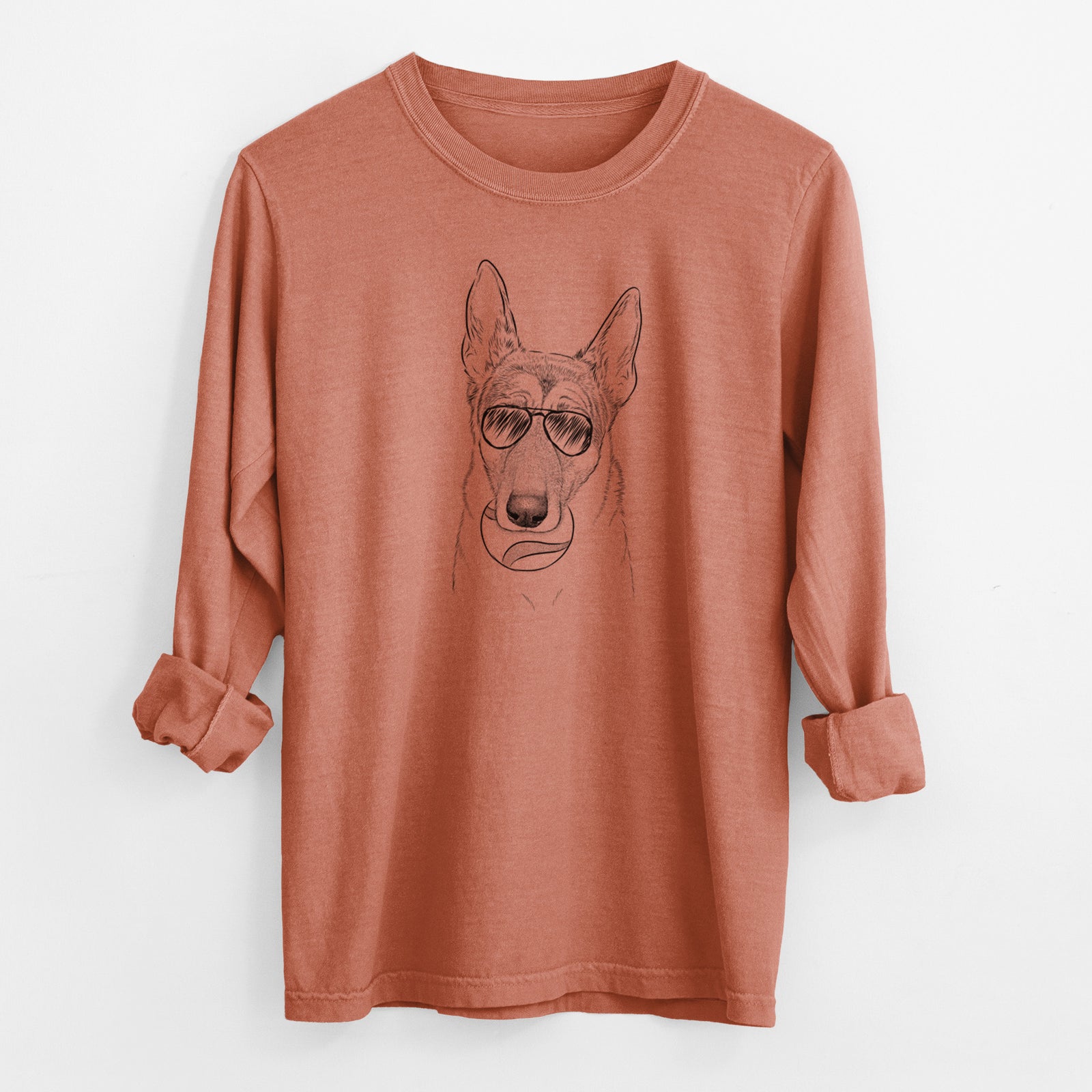 Aviator Greta the German Shepherd - Men's Heavyweight 100% Cotton Long Sleeve