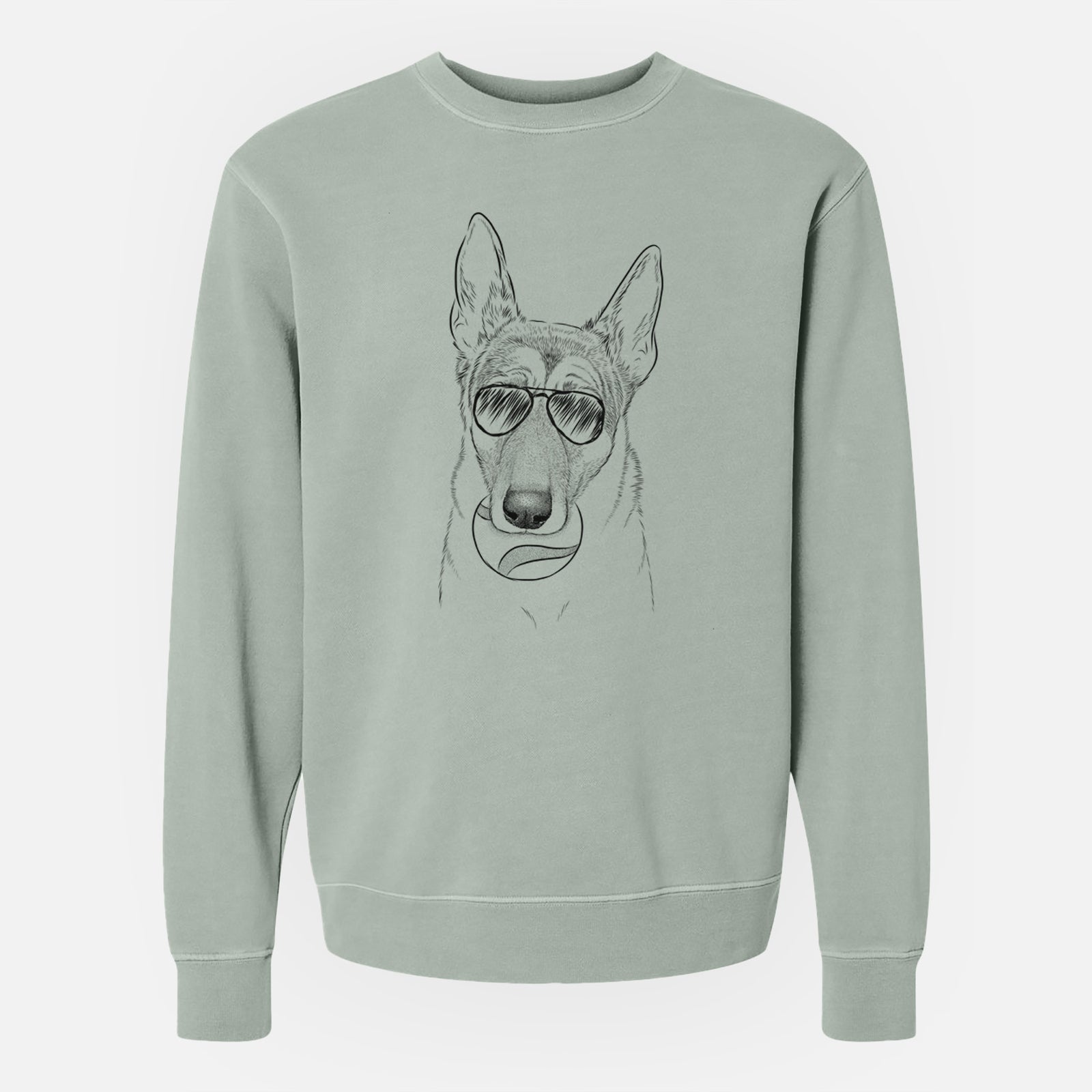 Aviator Greta the German Shepherd - Unisex Pigment Dyed Crew Sweatshirt