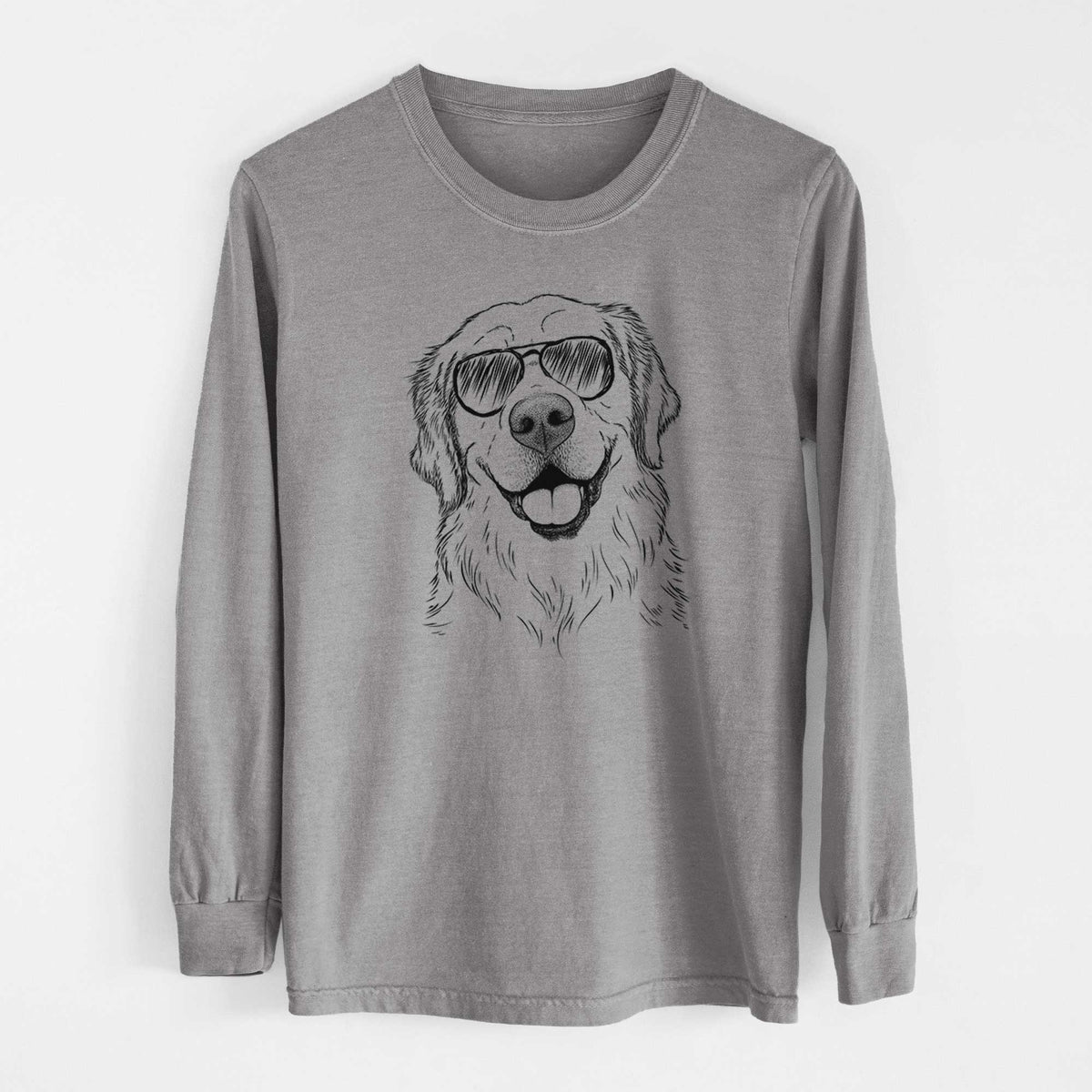 Aviator Griffin the Golden Retriever - Men's Heavyweight 100% Cotton Long Sleeve