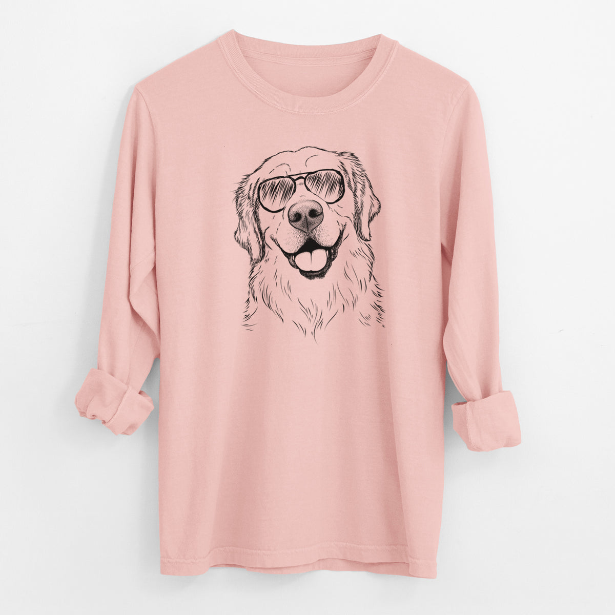 Aviator Griffin the Golden Retriever - Men's Heavyweight 100% Cotton Long Sleeve