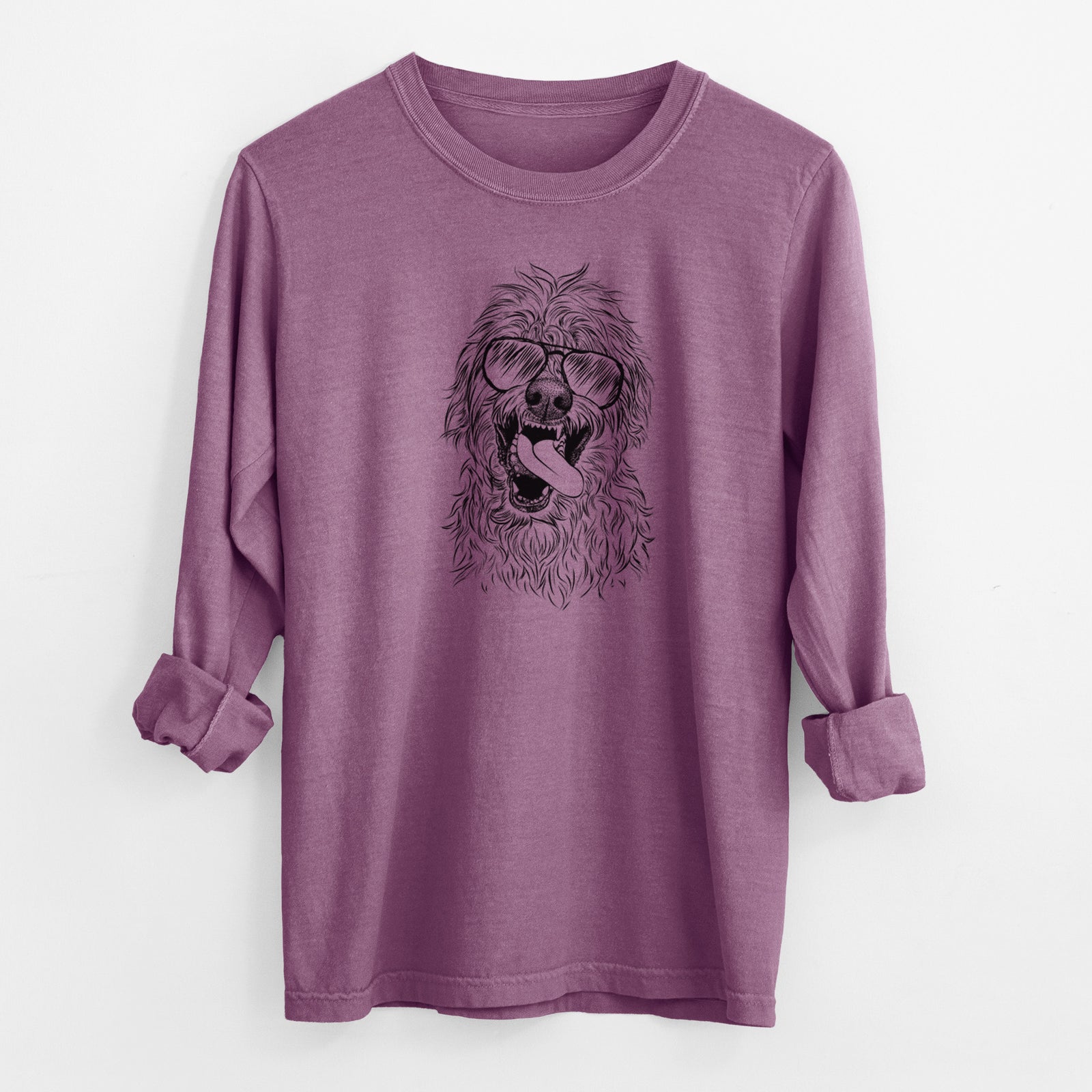 Aviator Groot the Irish Wolfhound - Men's Heavyweight 100% Cotton Long Sleeve
