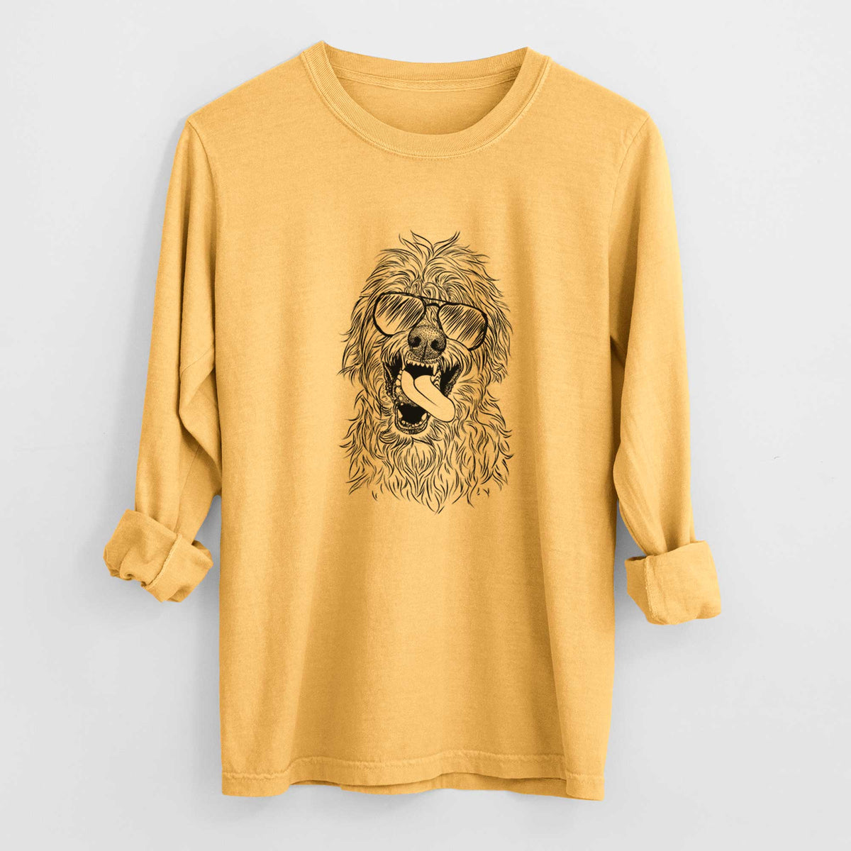 Aviator Groot the Irish Wolfhound - Men's Heavyweight 100% Cotton Long Sleeve