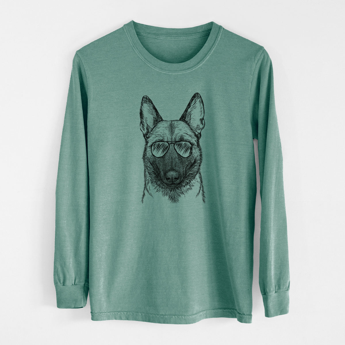 Aviator Gunther the Belgian Malinois - Men's Heavyweight 100% Cotton Long Sleeve
