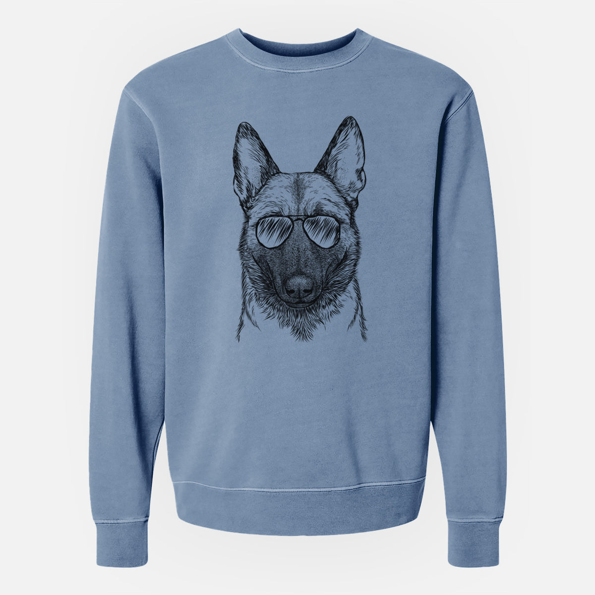 Aviator Gunther the Belgian Malinois - Unisex Pigment Dyed Crew Sweatshirt
