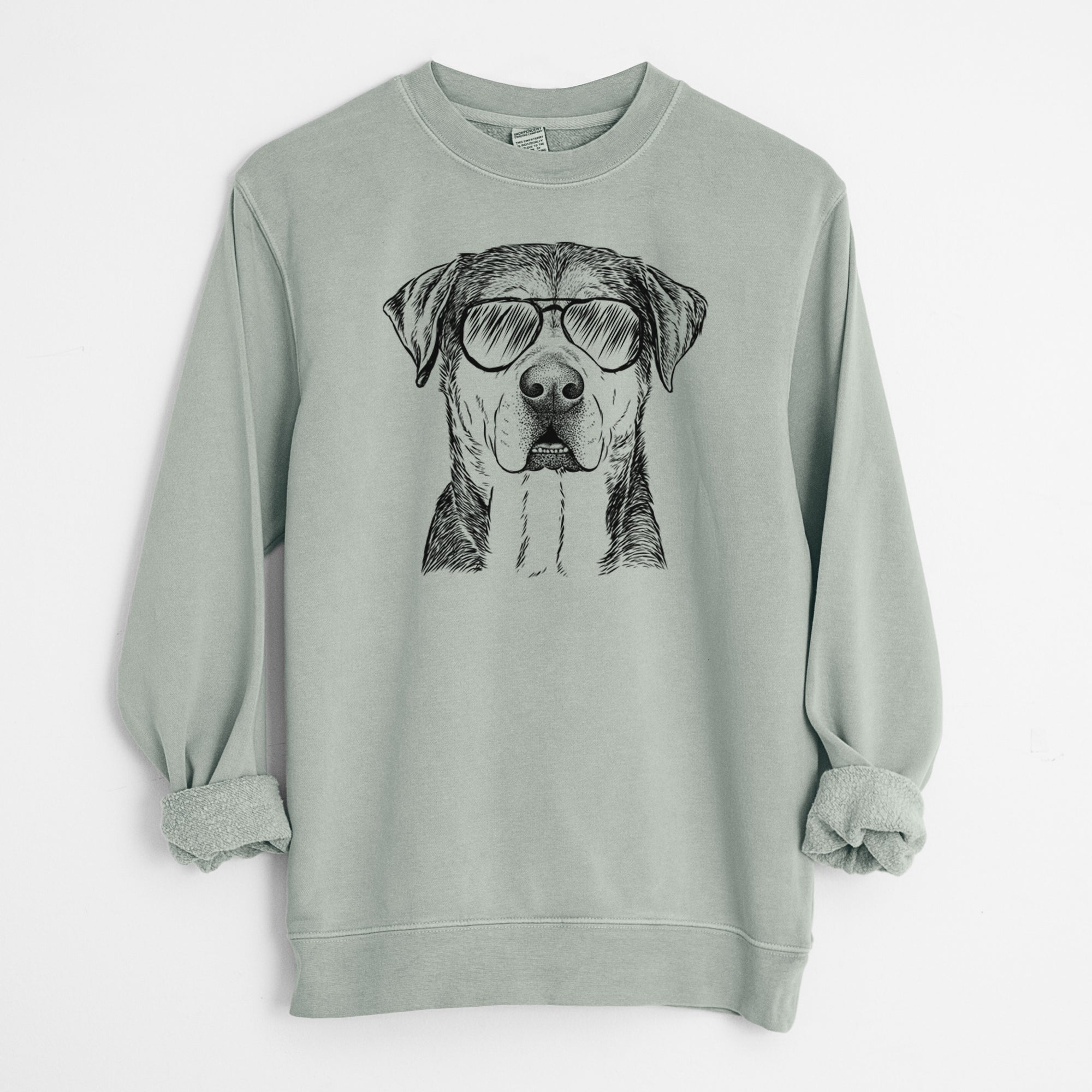 Aviator Gus the Rottweiler Mix - Unisex Pigment Dyed Crew Sweatshirt