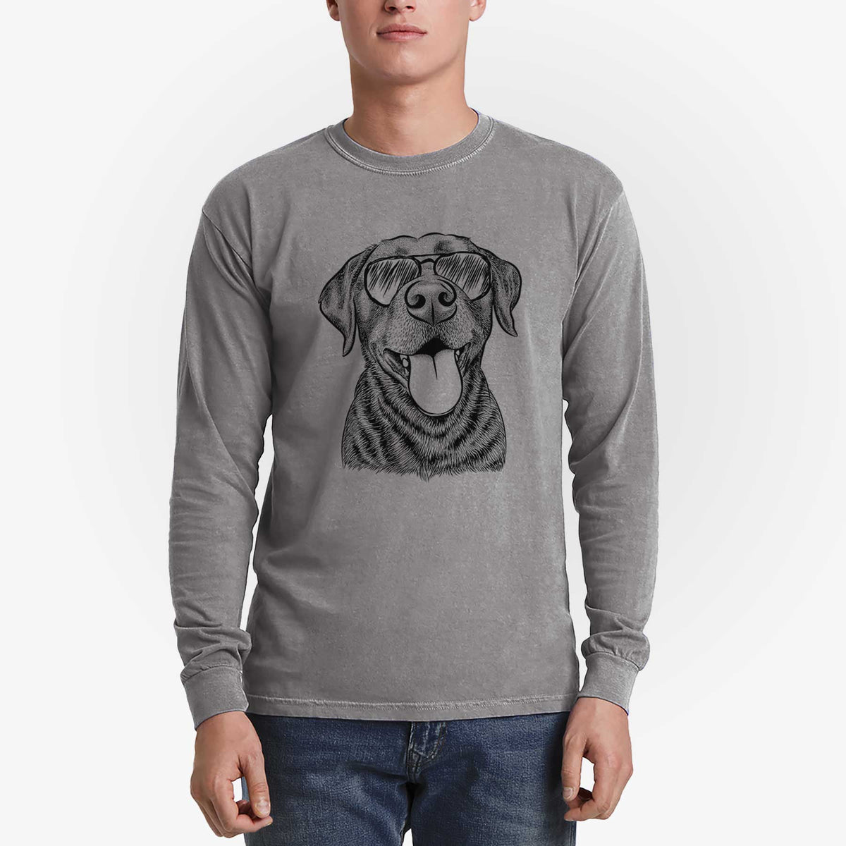 Aviator Gwen the Labrador Retriever - Men's Heavyweight 100% Cotton Long Sleeve