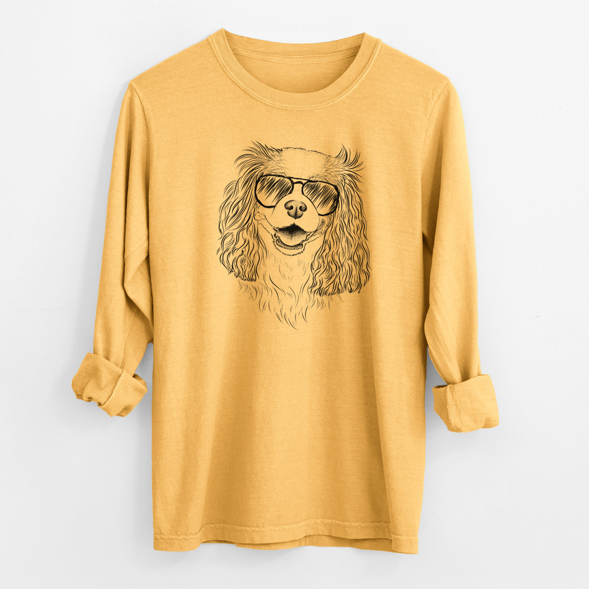 Aviator Halley Comet the Cavalier King Charles Spaniel - Men's Heavyweight 100% Cotton Long Sleeve