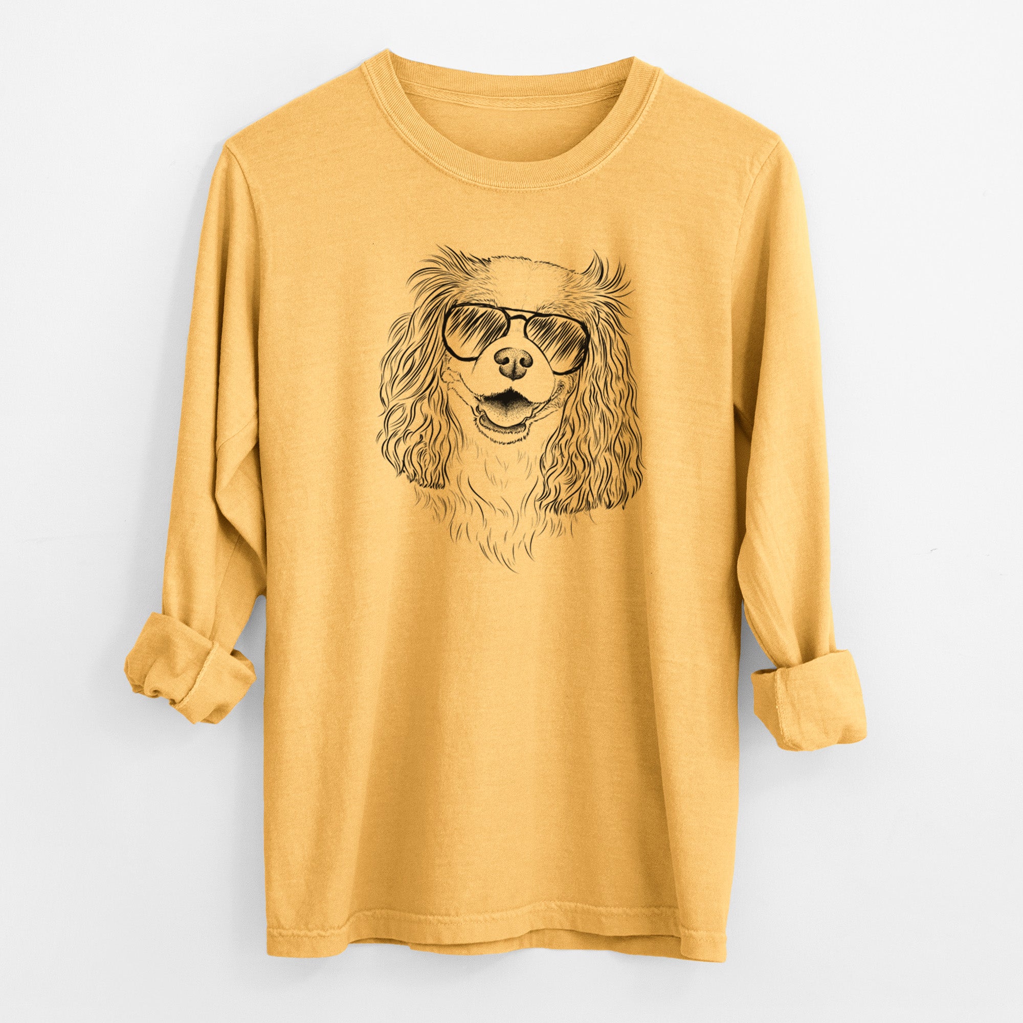 Aviator Halley Comet the Cavalier King Charles Spaniel - Men's Heavyweight 100% Cotton Long Sleeve