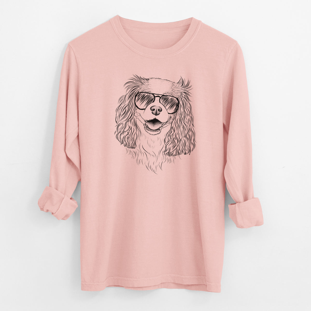 Aviator Halley Comet the Cavalier King Charles Spaniel - Men's Heavyweight 100% Cotton Long Sleeve