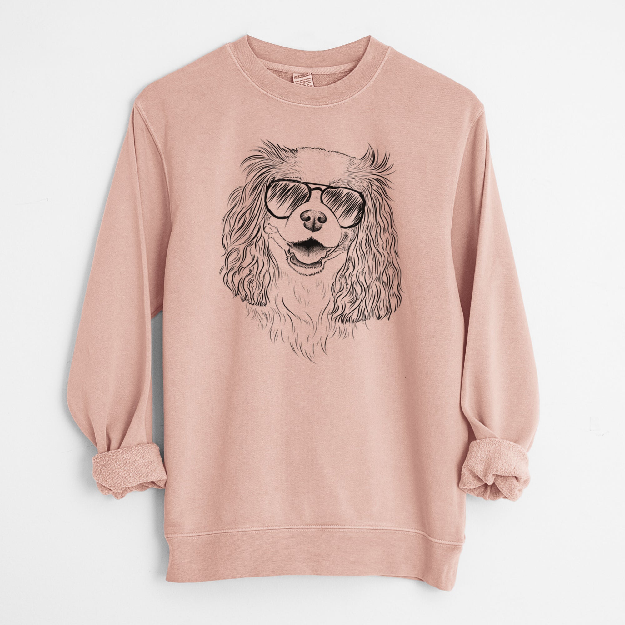 Aviator Halley Comet the Cavalier King Charles Spaniel - Unisex Pigment Dyed Crew Sweatshirt