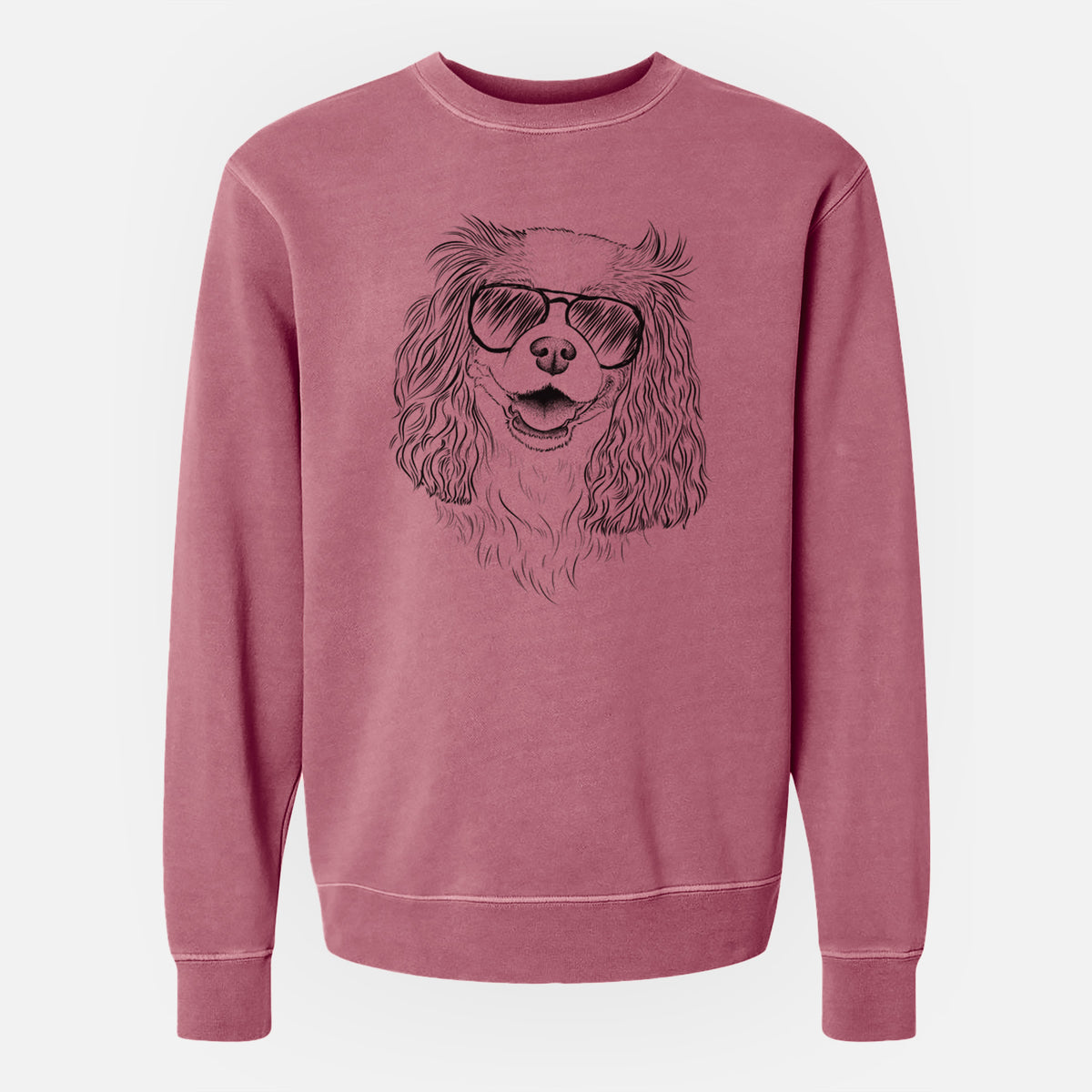 Aviator Halley Comet the Cavalier King Charles Spaniel - Unisex Pigment Dyed Crew Sweatshirt