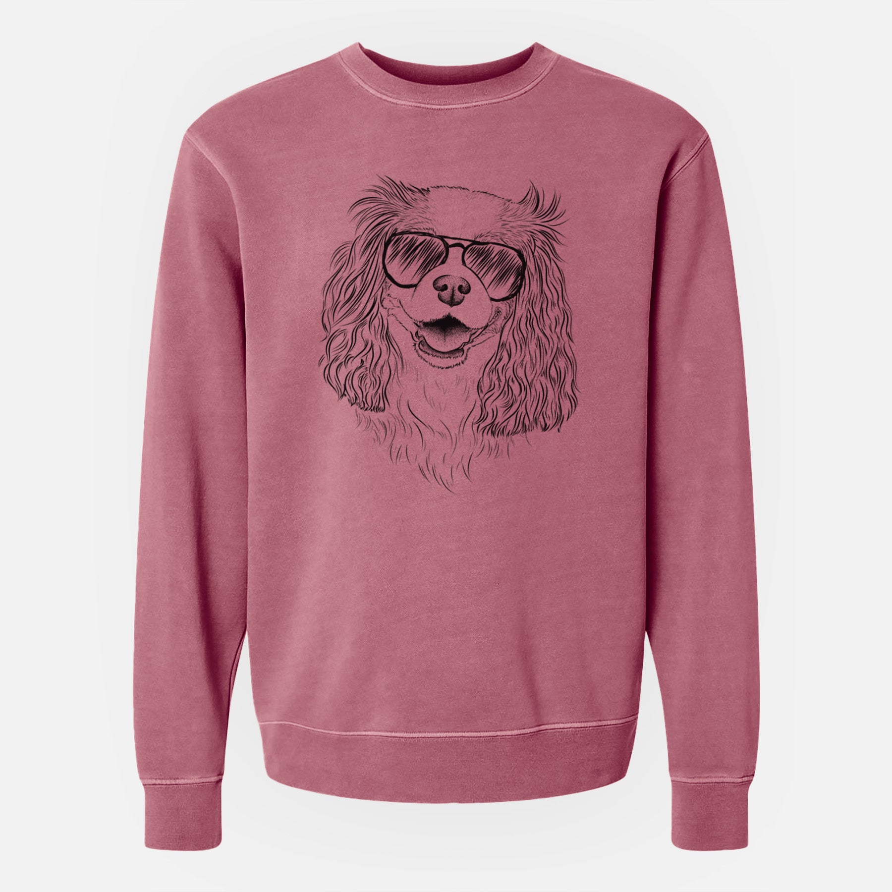 Aviator Halley Comet the Cavalier King Charles Spaniel - Unisex Pigment Dyed Crew Sweatshirt
