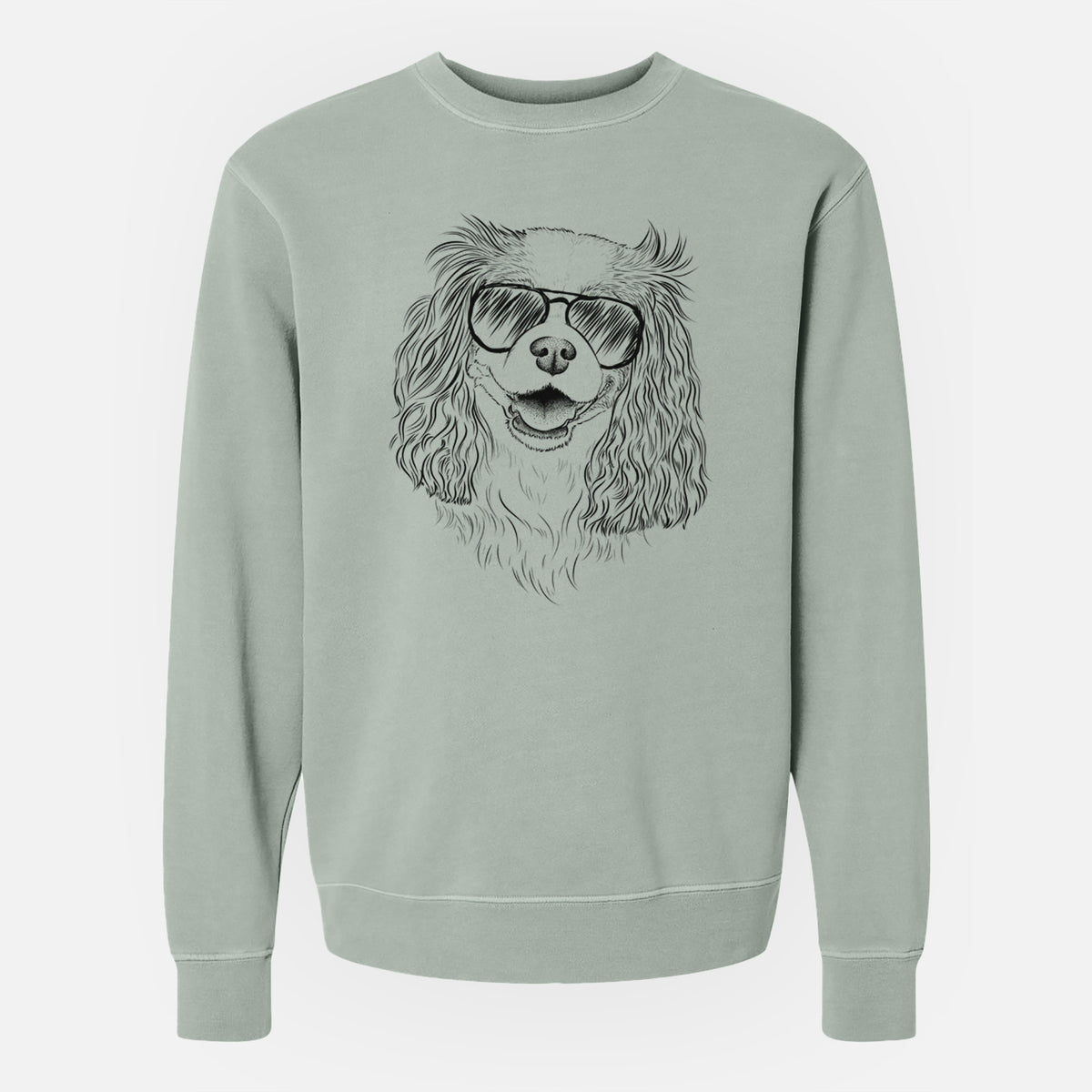 Aviator Halley Comet the Cavalier King Charles Spaniel - Unisex Pigment Dyed Crew Sweatshirt