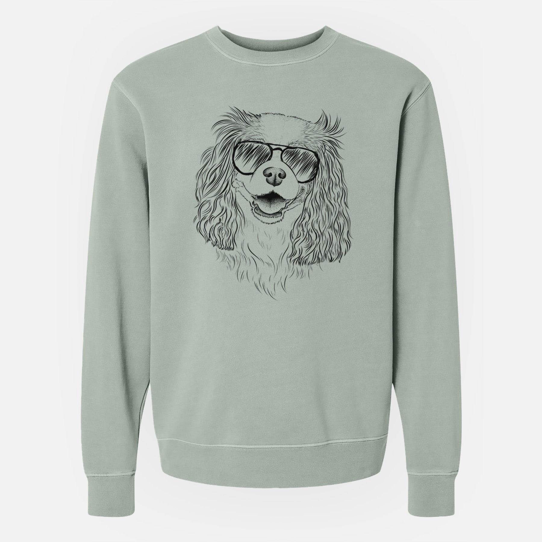 Aviator Halley Comet the Cavalier King Charles Spaniel - Unisex Pigment Dyed Crew Sweatshirt